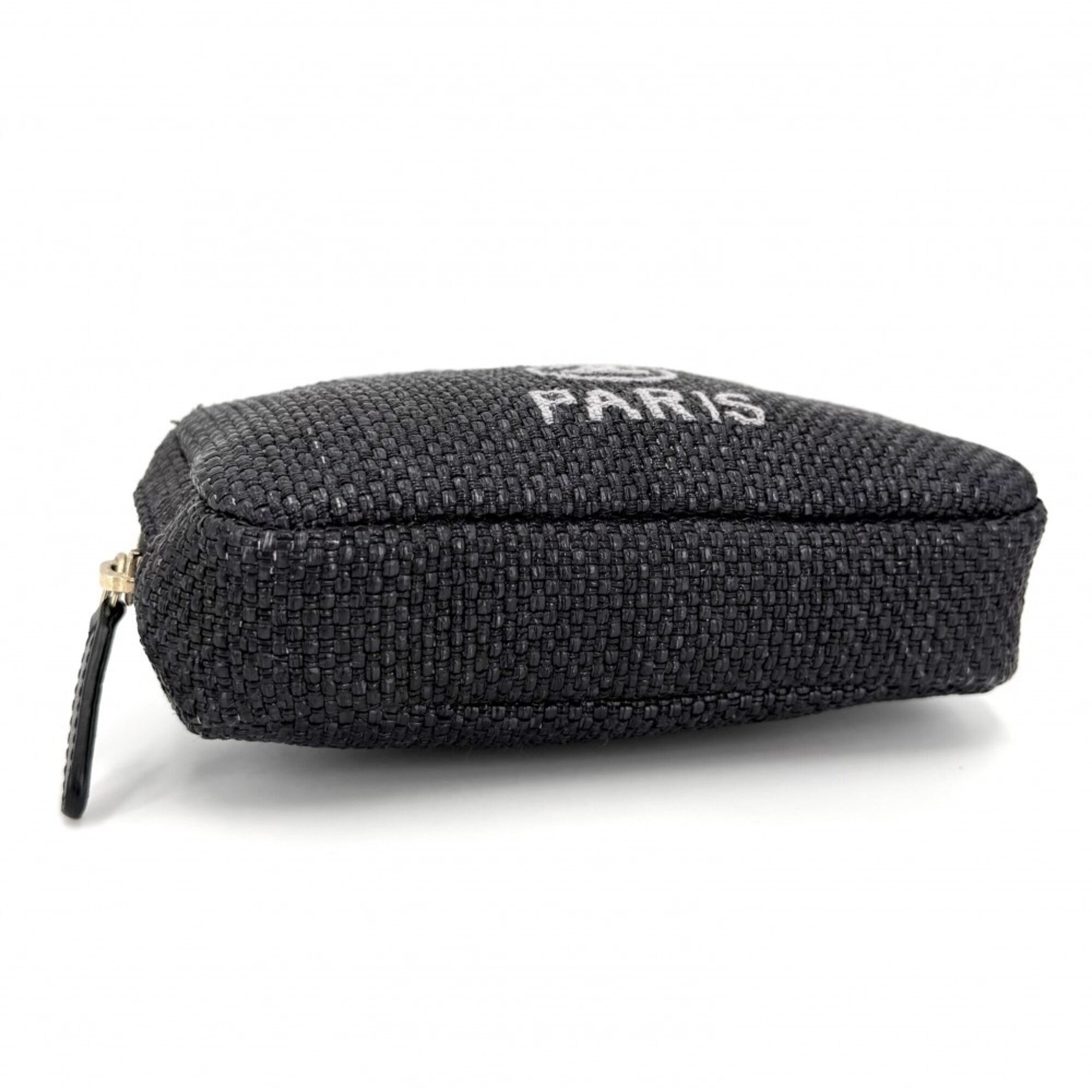 Chanel Black Raffia Leather Pouch (Pre-Owned)