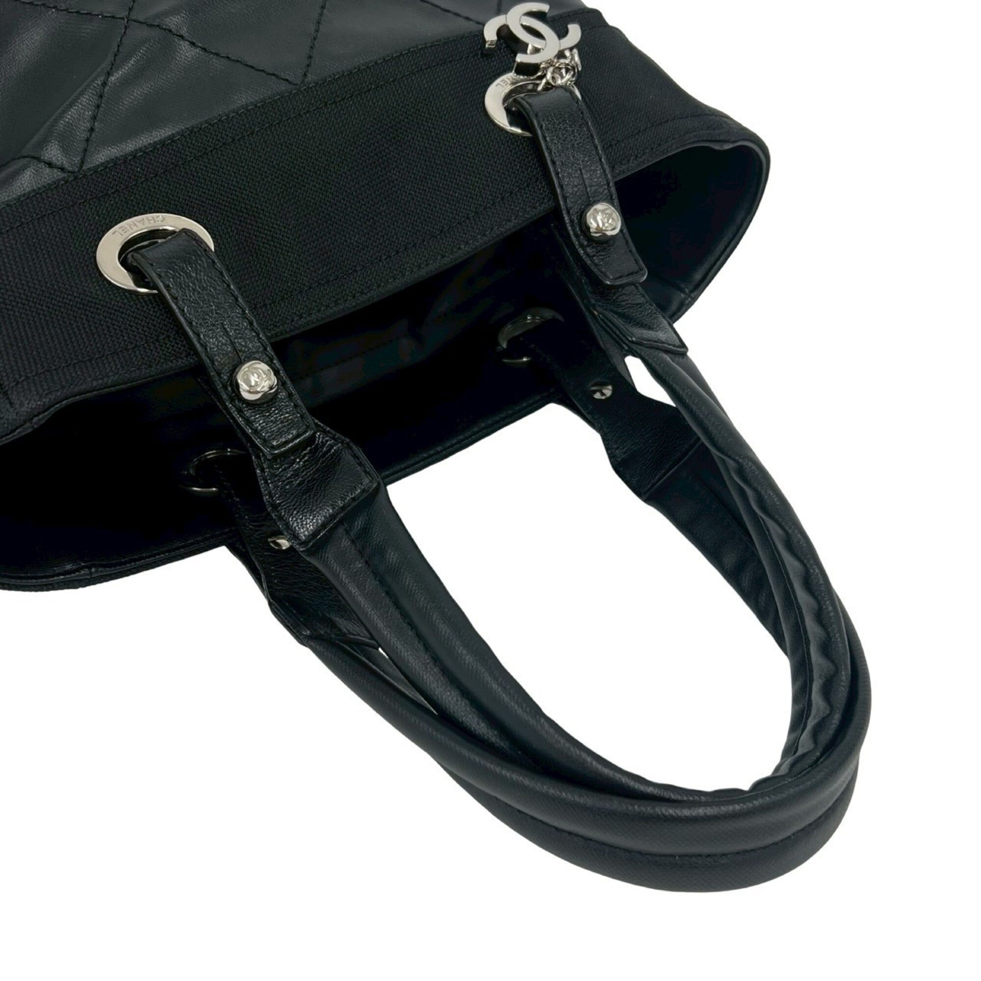 Chanel Black Leather Pvc Shoulder Bag Tote Bag (Pre-Owned)
