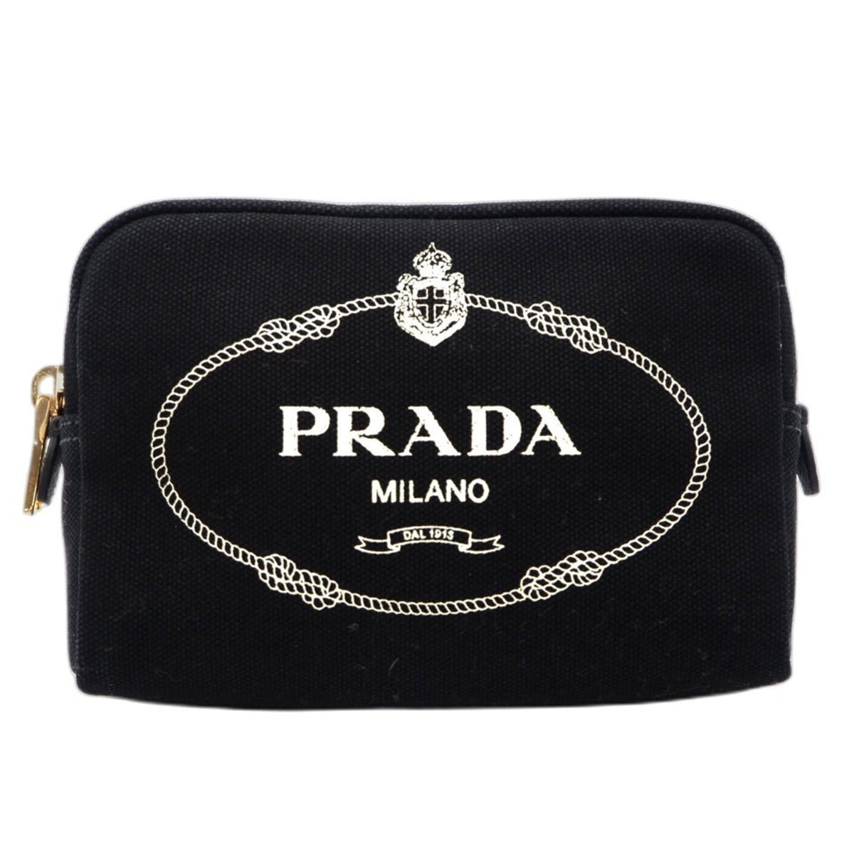 Prada Black Nero White Canvas Pouch (Pre-Owned)