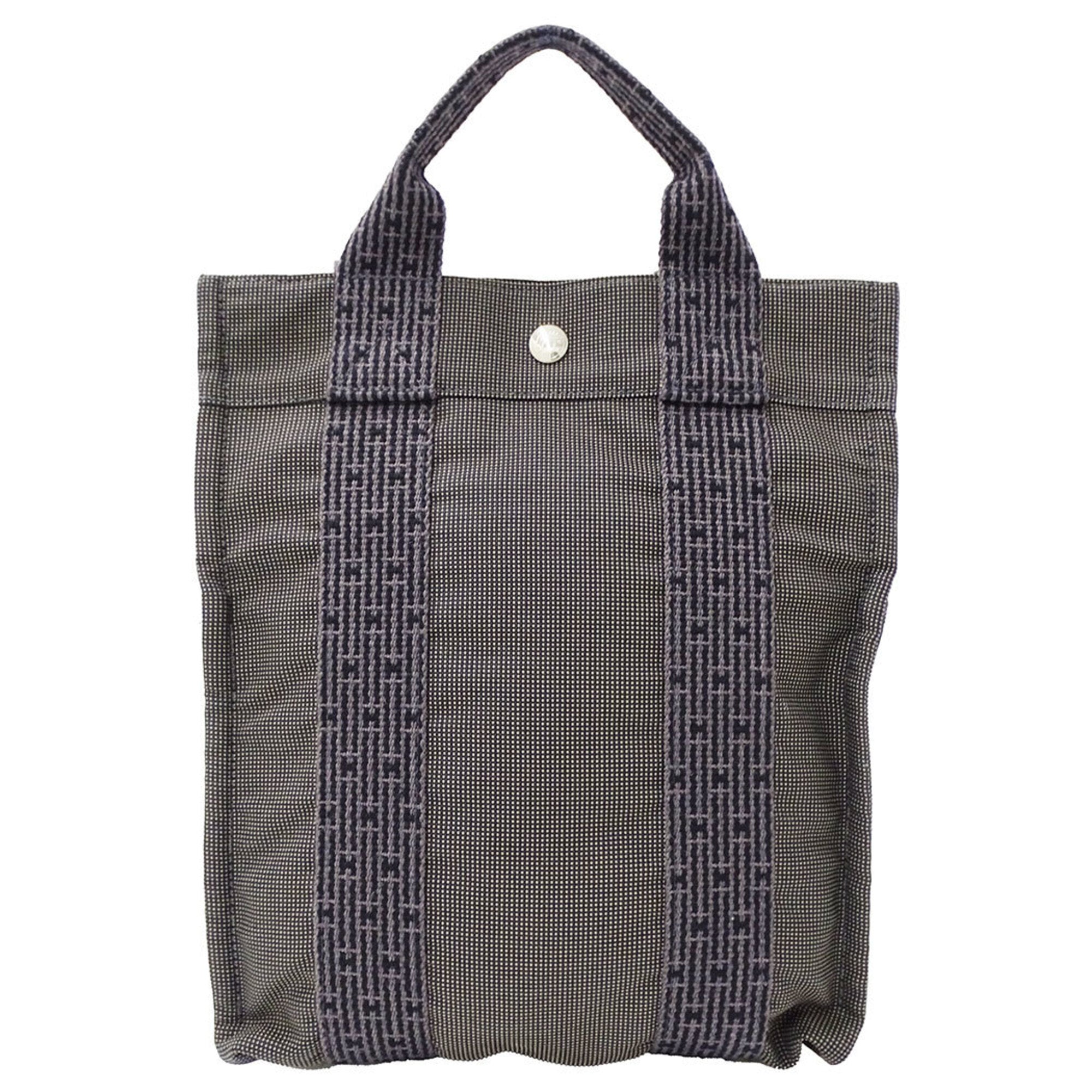 Hermes Gray Canvas Handbag (Pre-Owned)