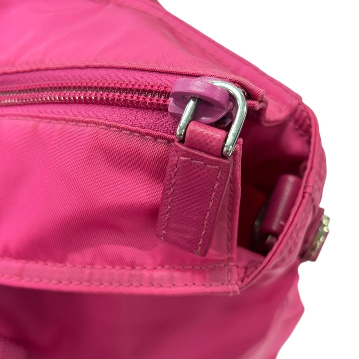Prada Fuxia Pink Nylon Handbag Shoulder Bag (Pre-Owned)