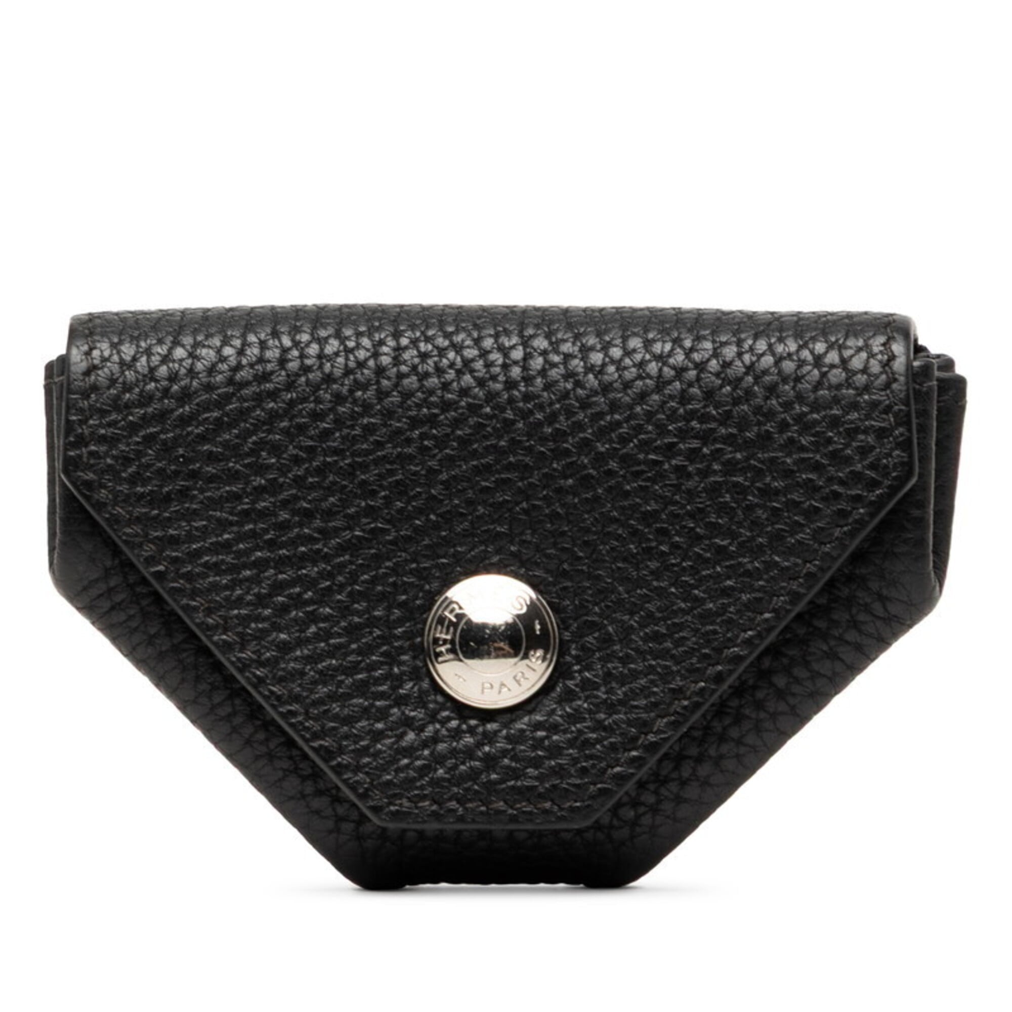 Hermes Black Chevre Leather Coin Purse/Coin Case (Pre-Owned)