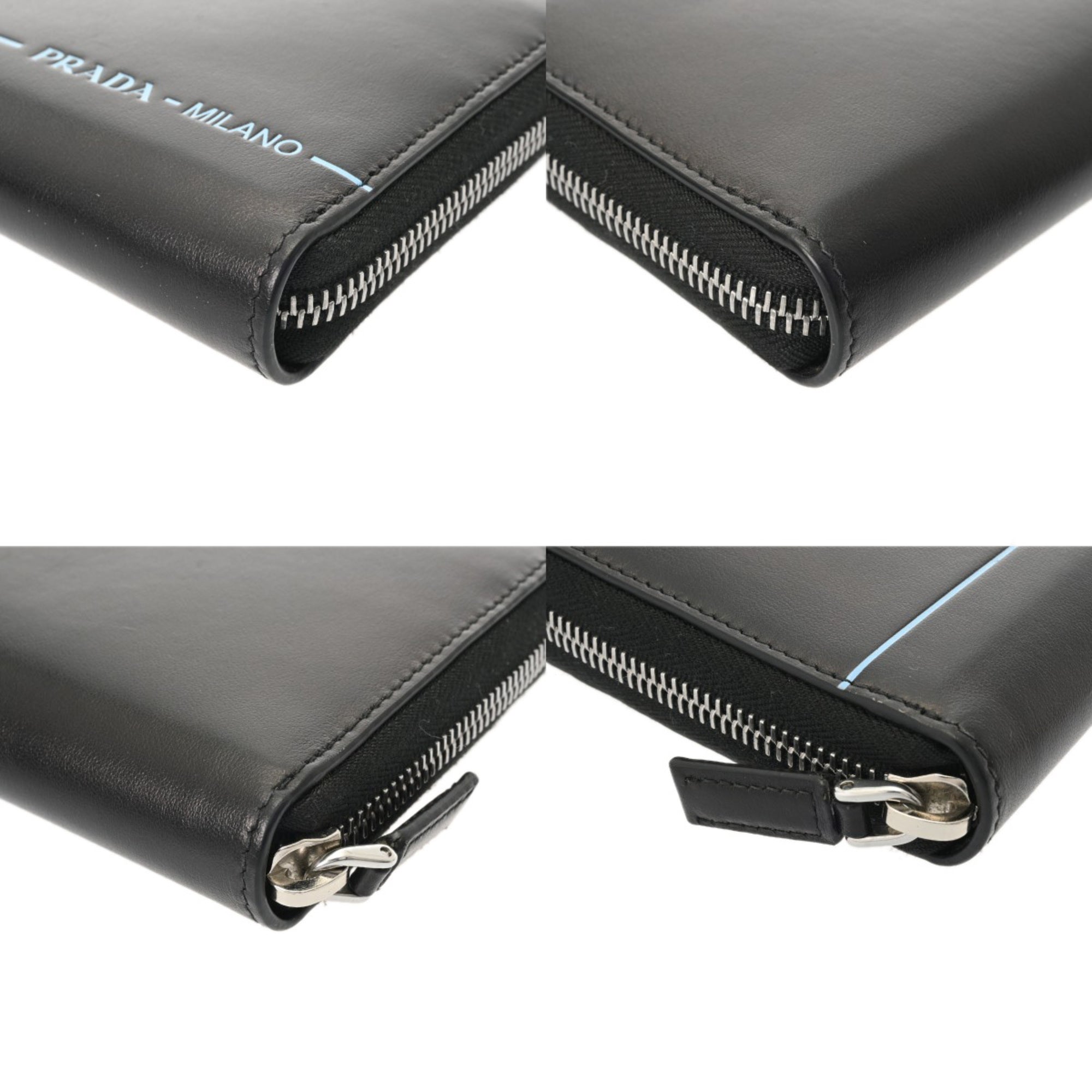 Prada Black Leather Long Wallet (Bi-Fold) (Pre-Owned)