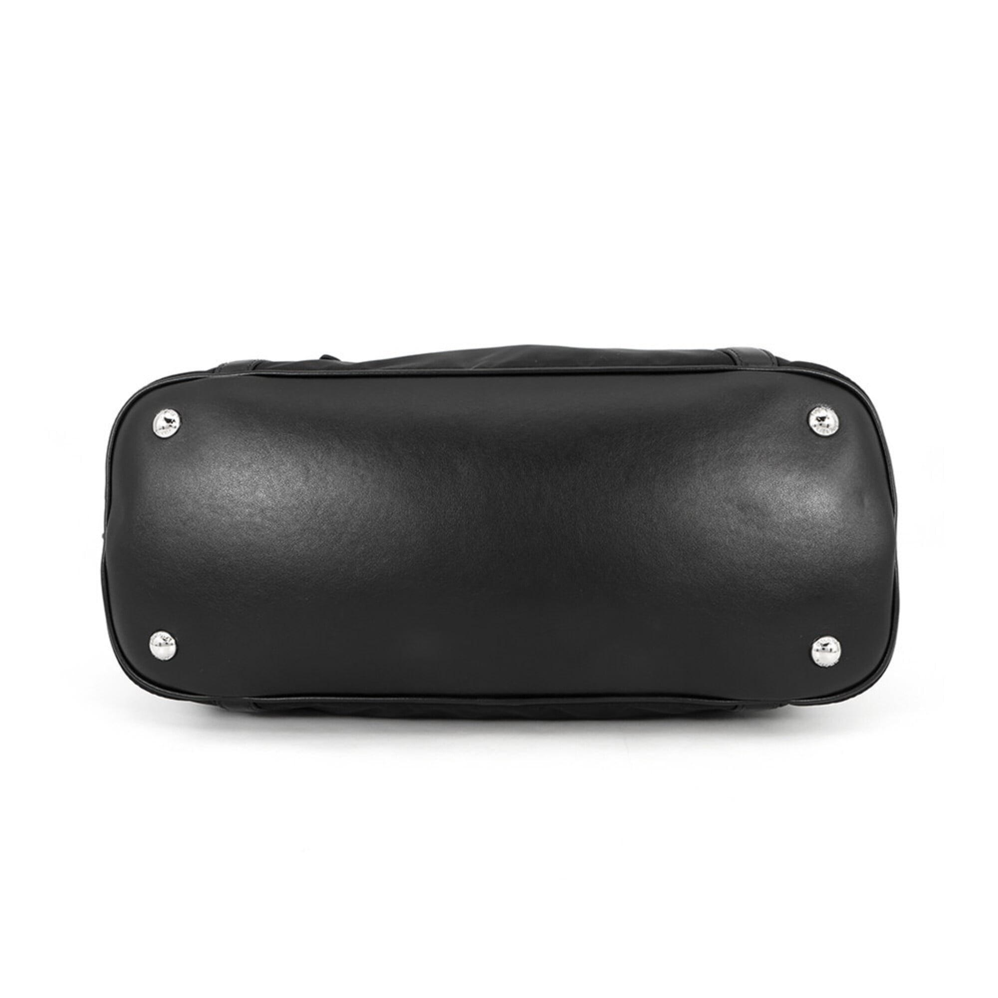Prada Black Nylon Leather Handbag Shoulder Bag (Pre-Owned)