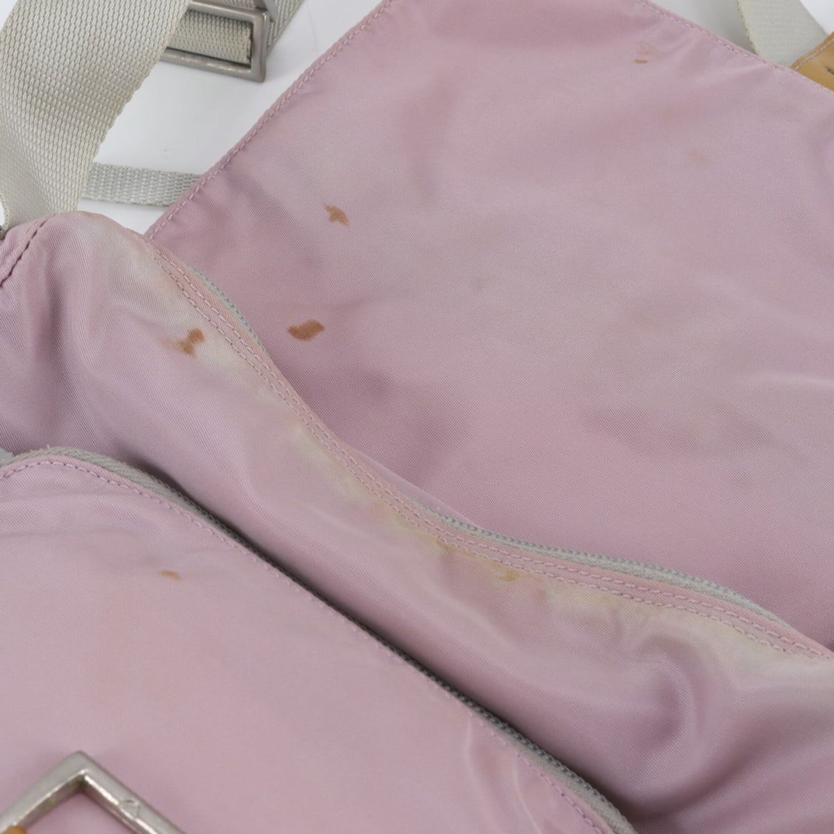 Prada Light Pink Leather Nylon Messenger Bag Shoulder Bag (Pre-Owned)