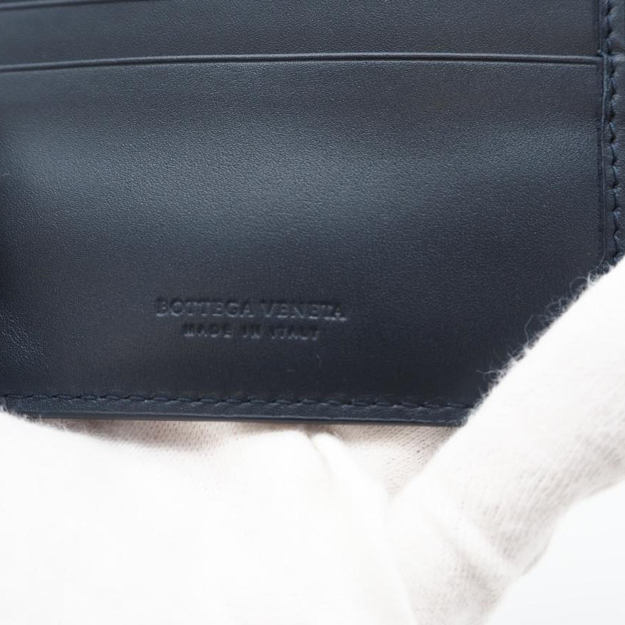 Bottega Veneta Navy Intrecciato Leather Wallet (Bi-Fold) (Pre-Owned)