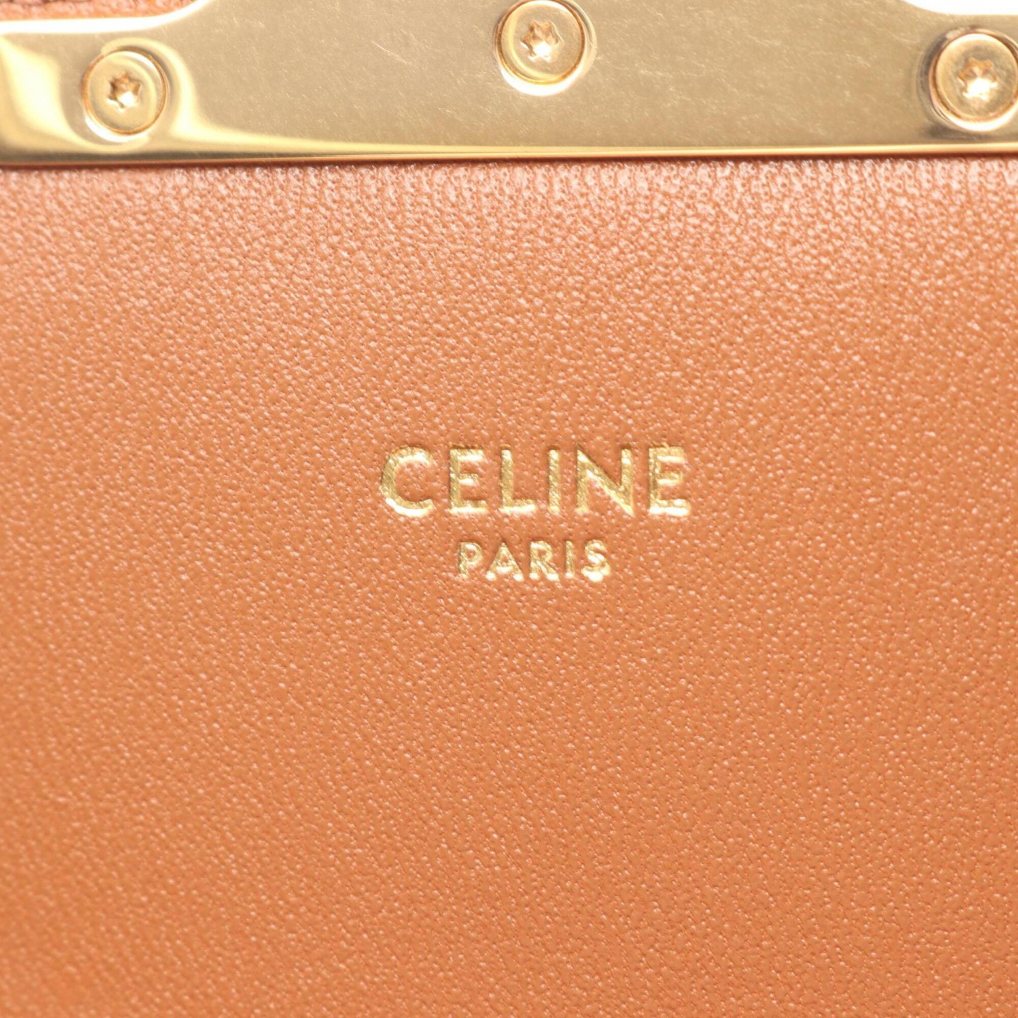 Celine Beige Brown White Coated Canvas Pvc Leather Handbag Shoulder Bag (Pre-Owned)