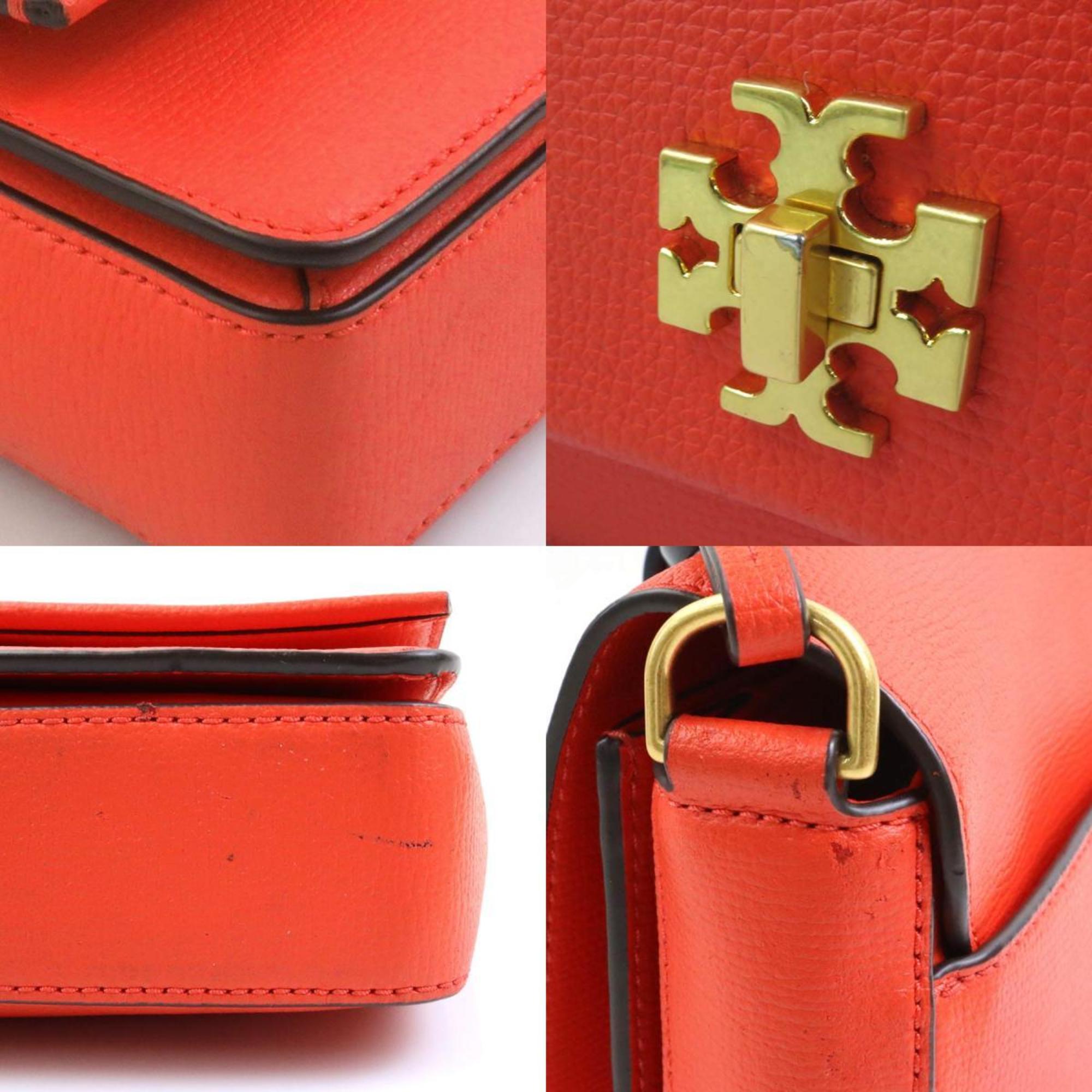 Tory Burch Orange Orange Red Red Color Leather Handbag Shoulder Bag (Pre-Owned)