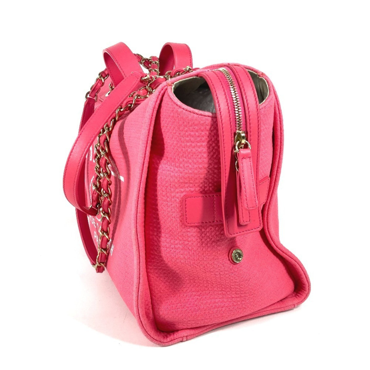 Chanel Pink Canvas Boston Bag Handbag Shoulder Bag (Pre-Owned)