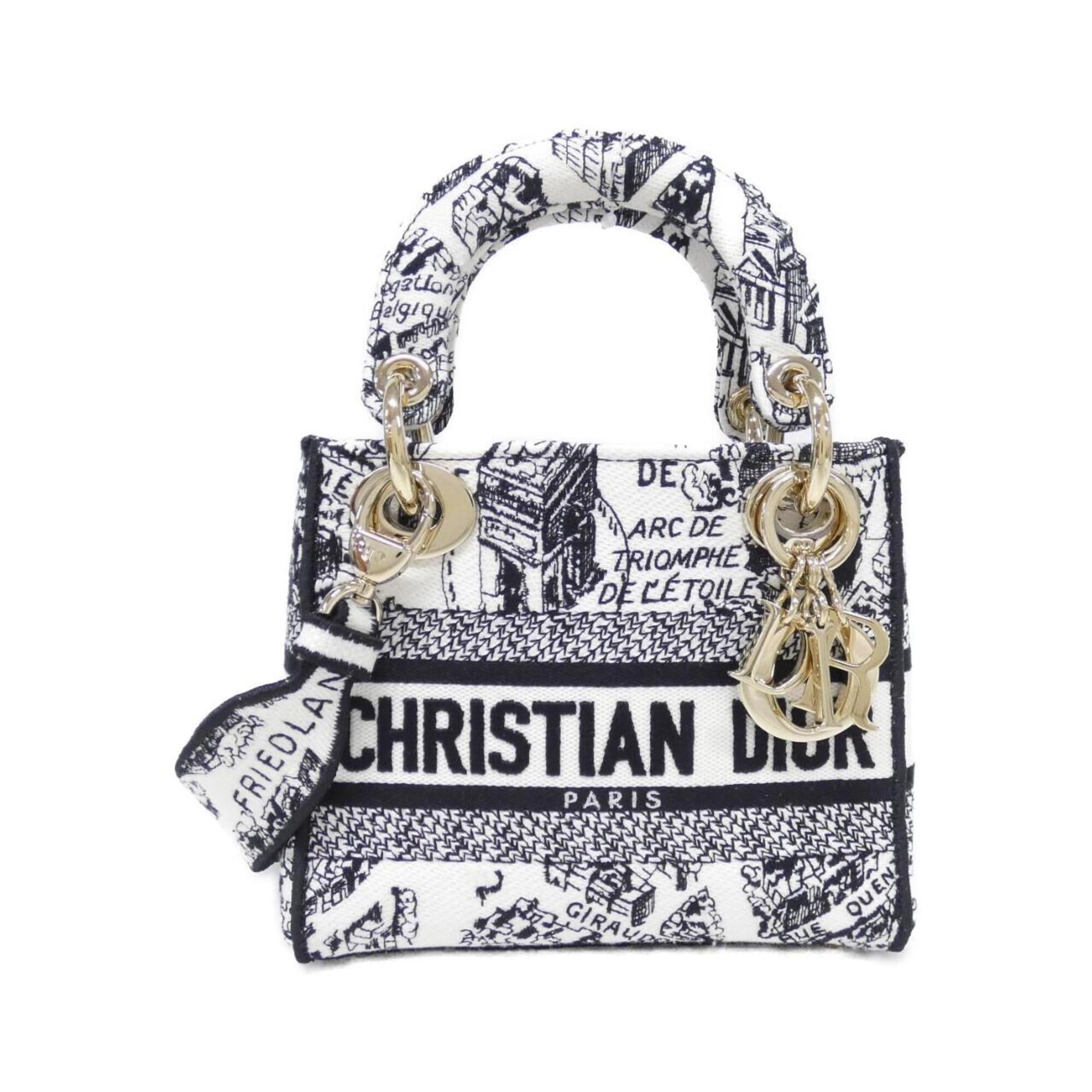 Christian Dior Black White Canvas Handbag (Pre-Owned)