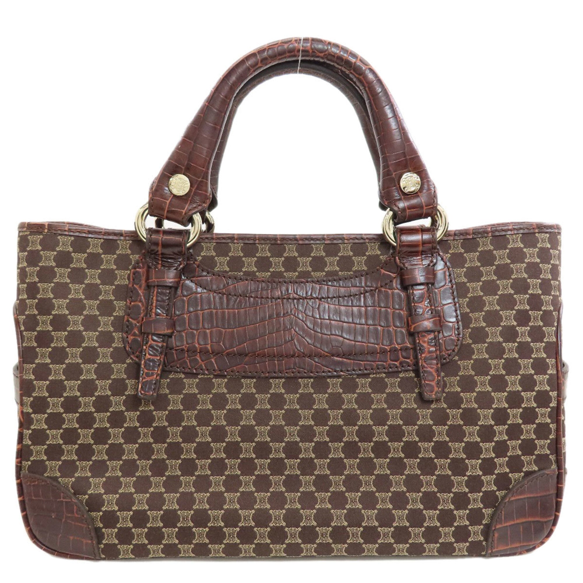 Celine Macadam Brown Canvas Leather Handbag (Pre-Owned)