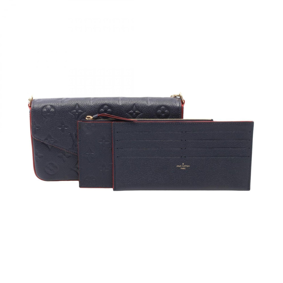 Louis Vuitton Navy Red Color Leather Handbag Pochette Shoulder Bag (Pre-Owned)