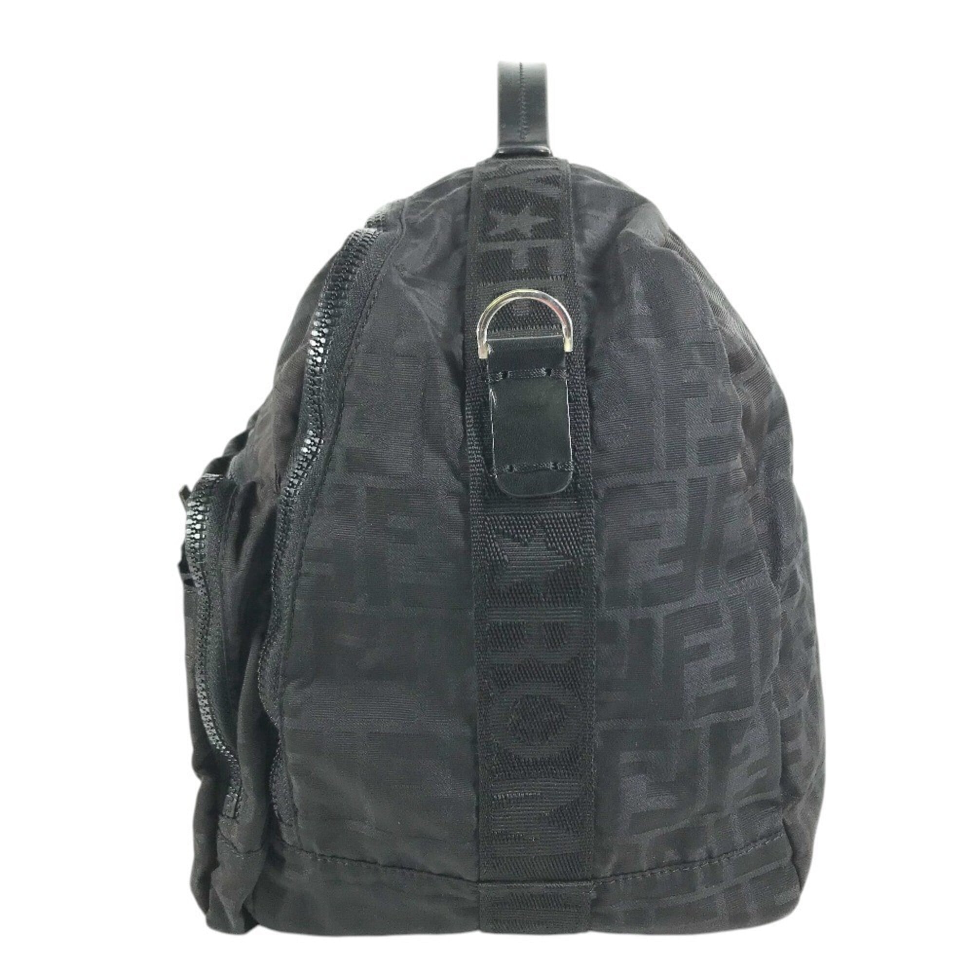 Fendi Zucca Black Nylon Boston Bag (Pre-Owned)