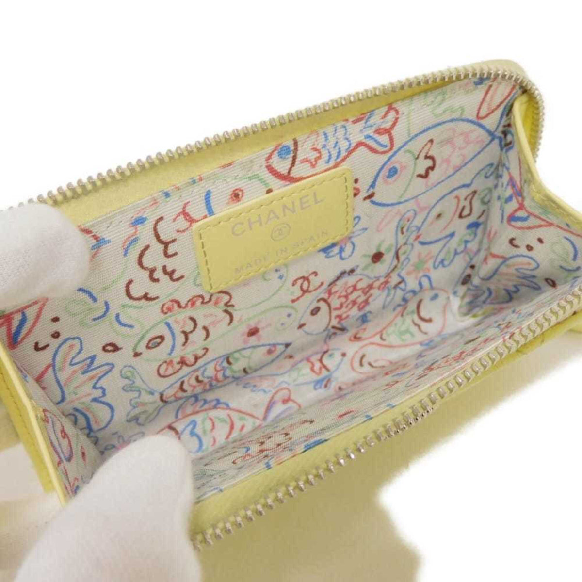 Chanel Yellow Grained Calfskin Coin Purse/Coin Case (Pre-Owned)