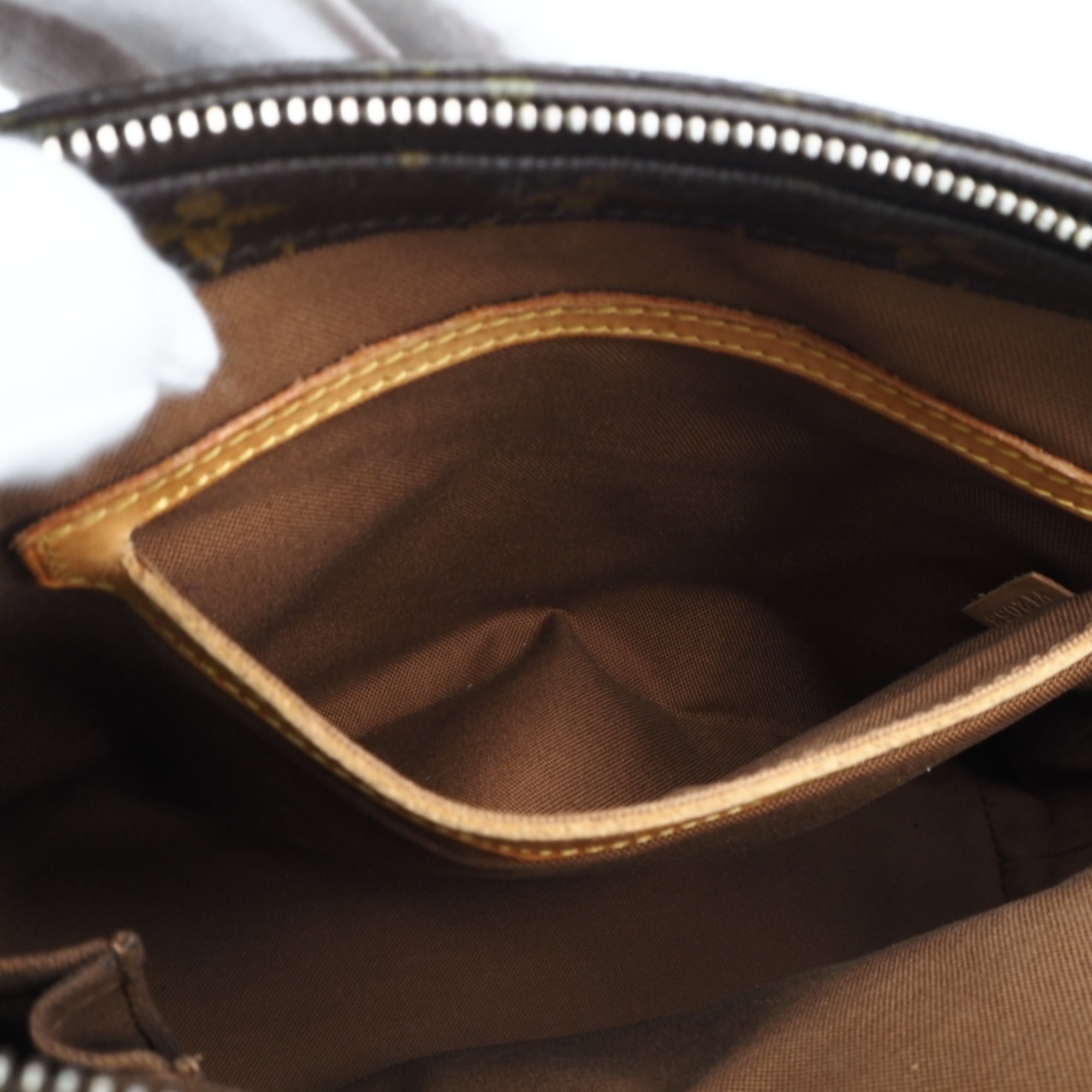 Louis Vuitton Beige Brown Coated Canvas Leather Handbag (Pre-Owned)