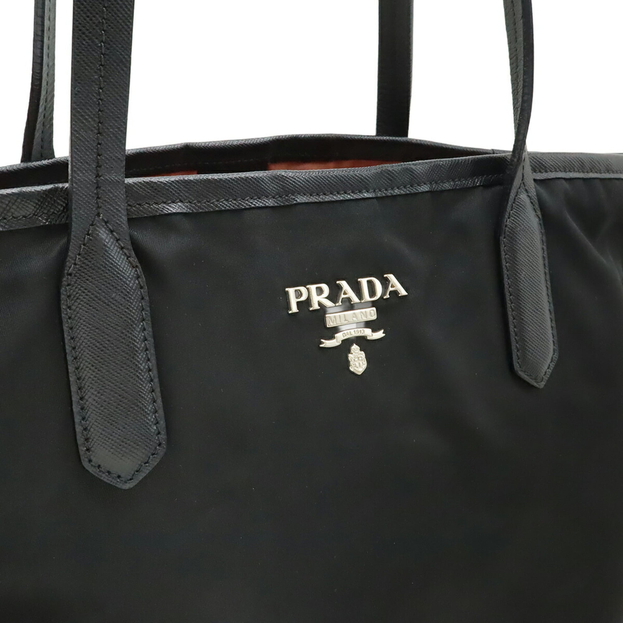 Prada Black Nero Nylon Leather Shoulder Bag Tote Bag (Pre-Owned)