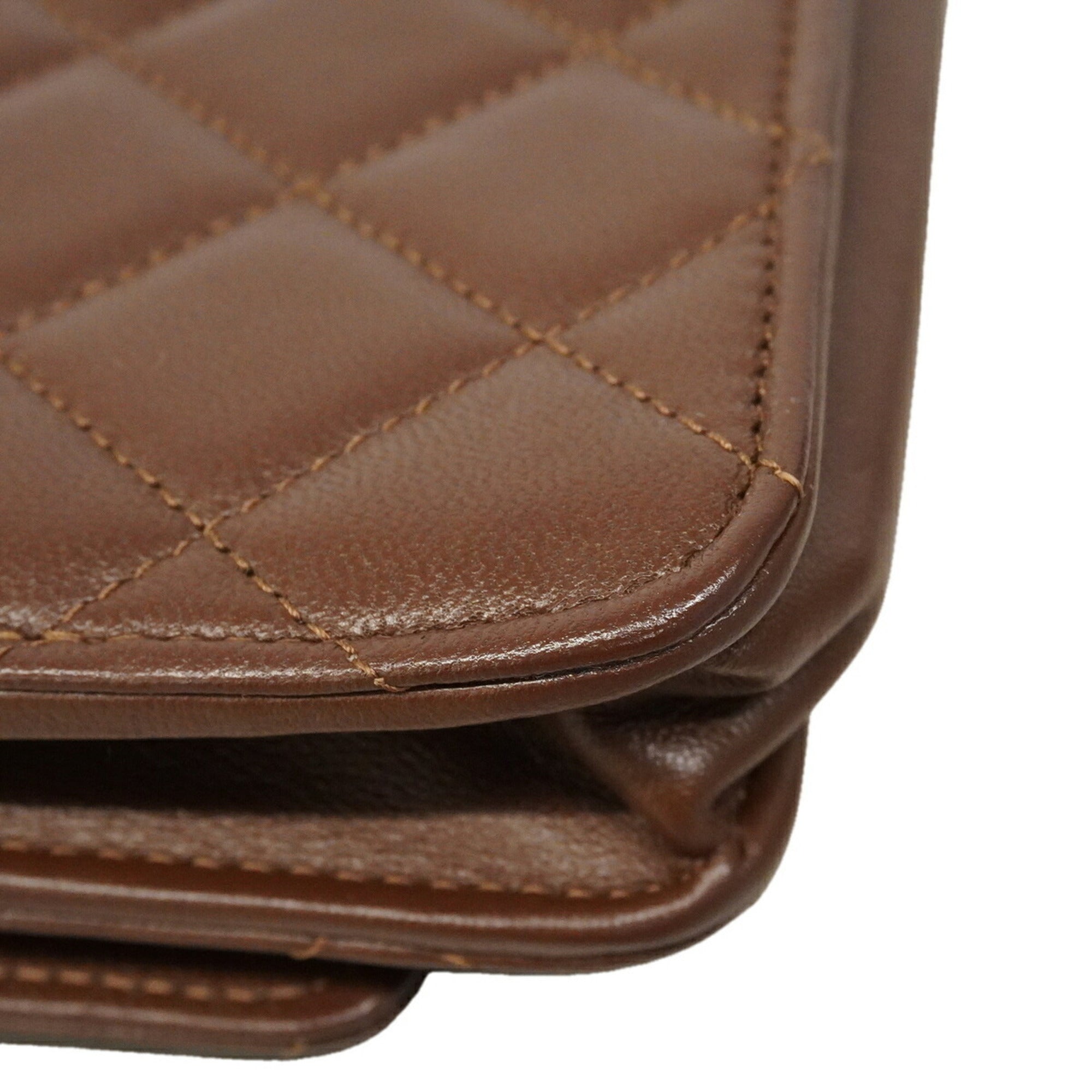 Chanel Brown Leather Chain/Shoulder Wallet (Pre-Owned)