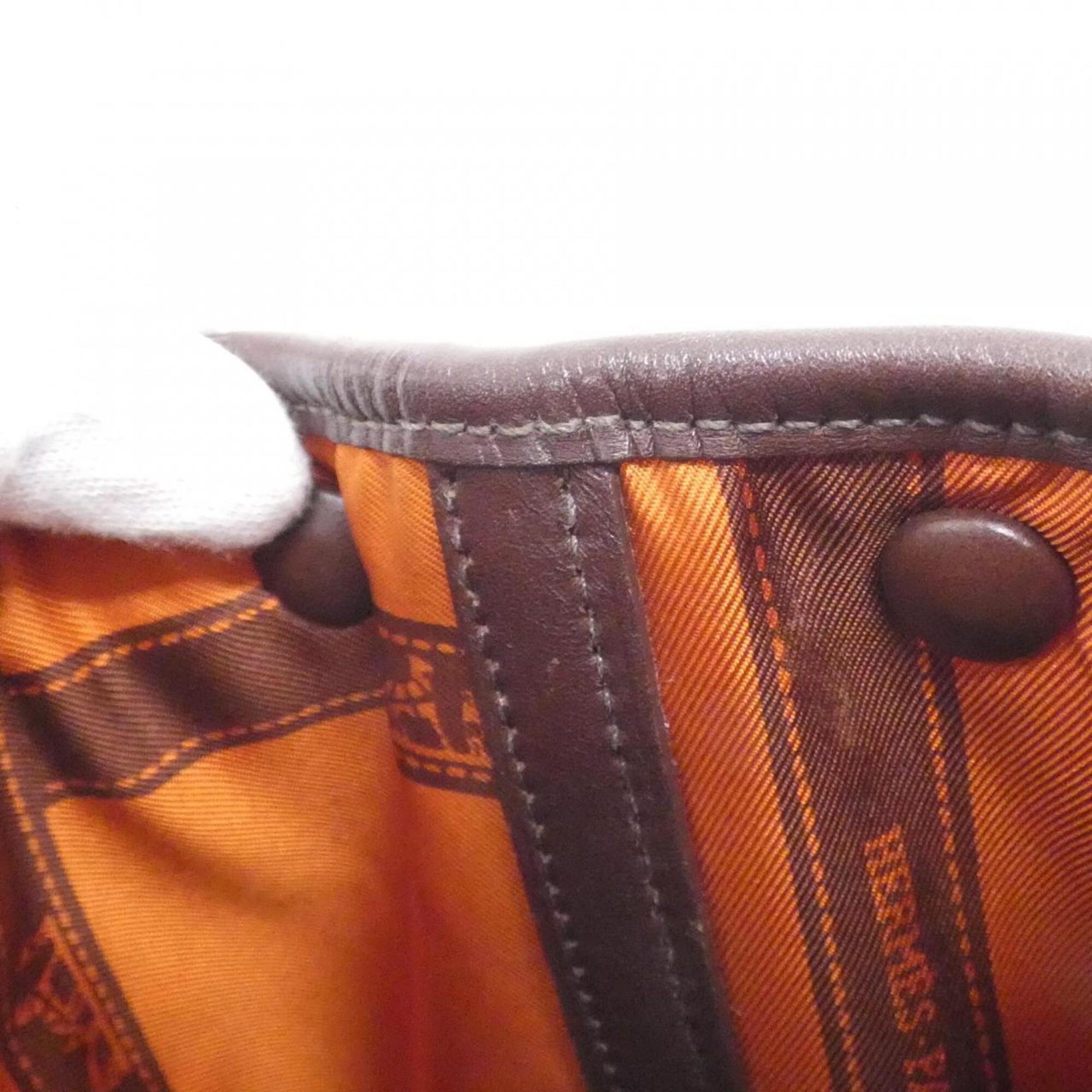 Hermes Havane Swift Leather Silk Handbag (Pre-Owned)