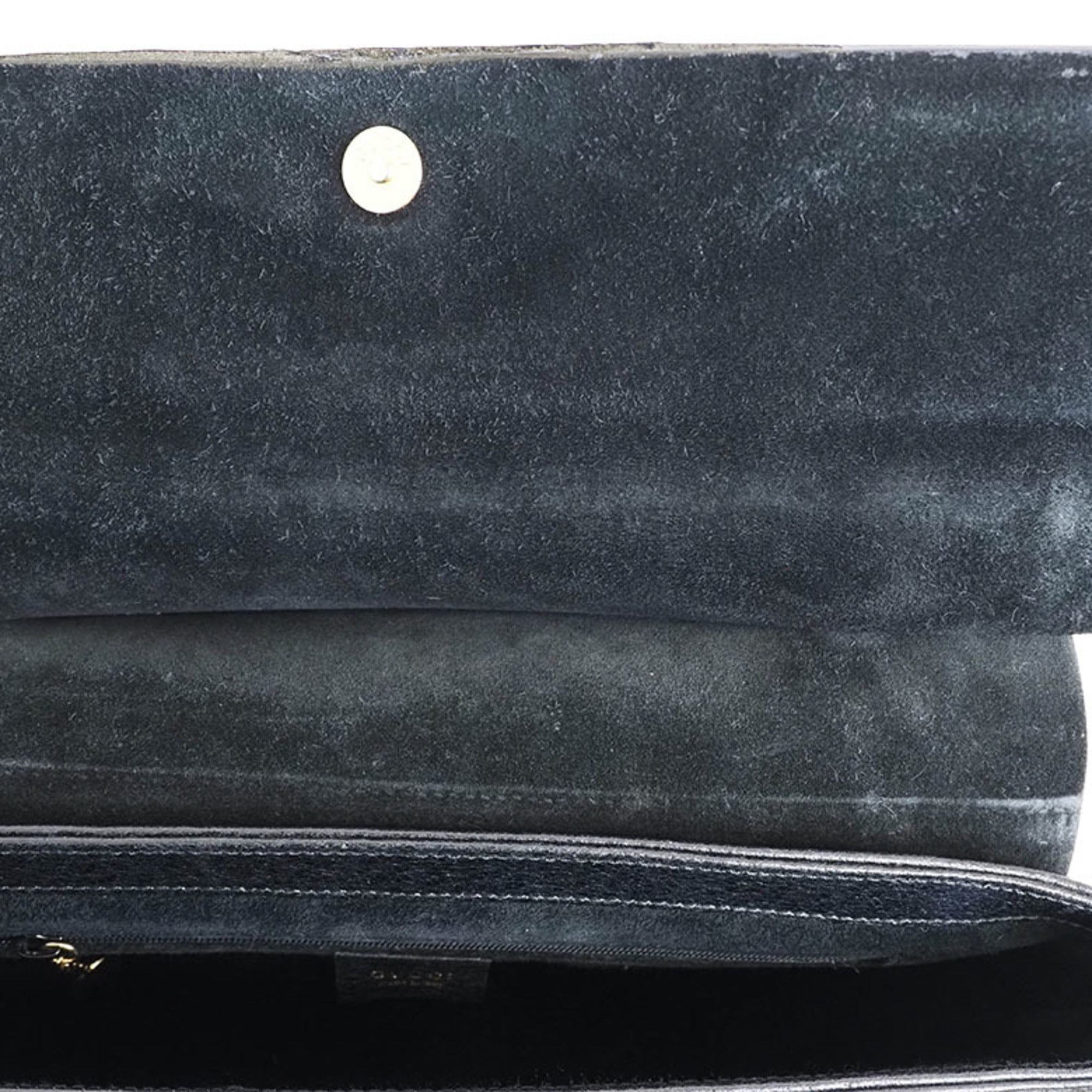 Gucci Bamboo Black Leather Handbag Shoulder Bag (Pre-Owned)