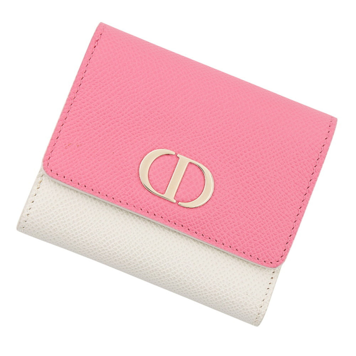 Christian Dior Pink White Leather Wallet (Tri-Fold) (Pre-Owned)