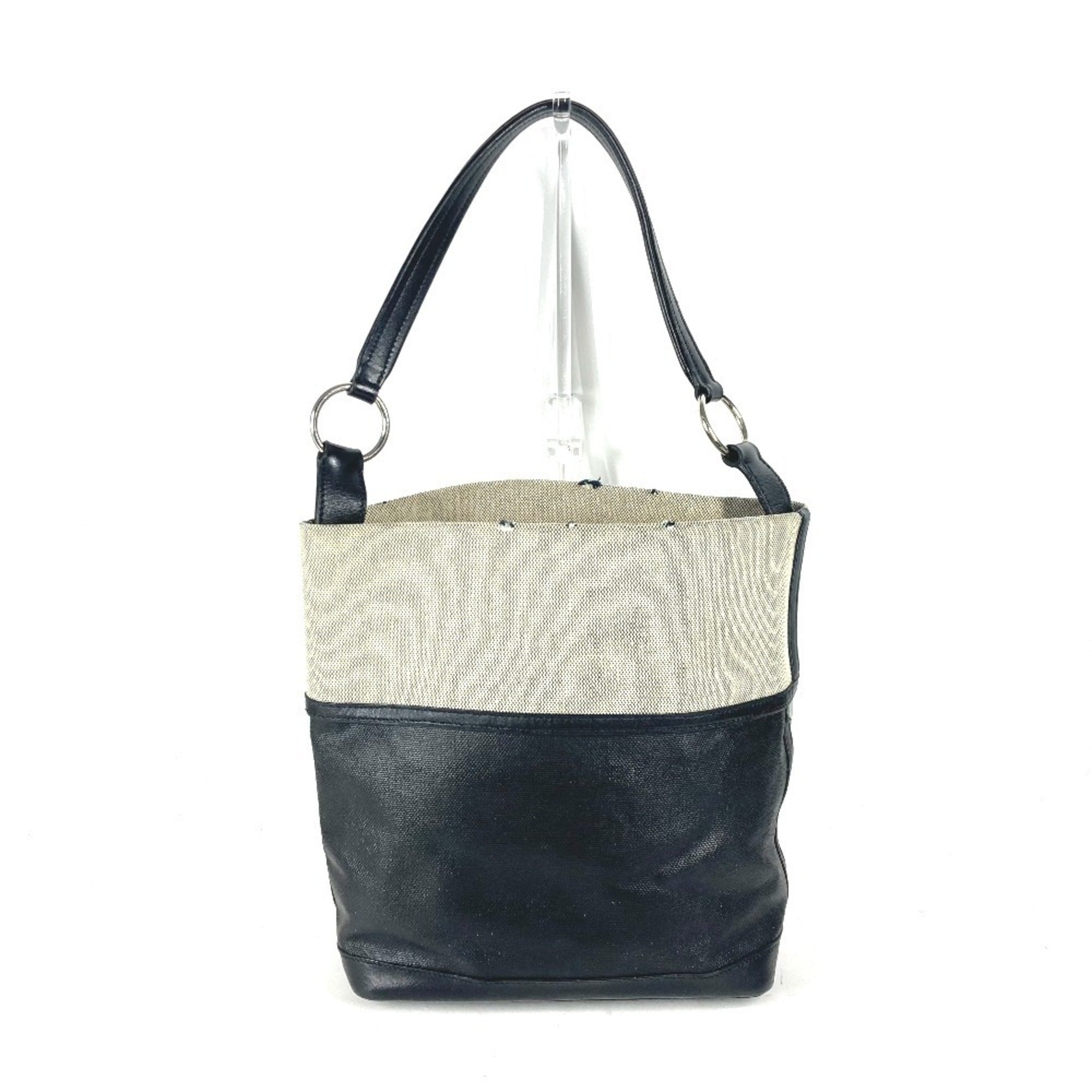 Hermes Black Gray Toile H Coated Canvas Shoulder Bag Tote Bag (Pre-Owned)