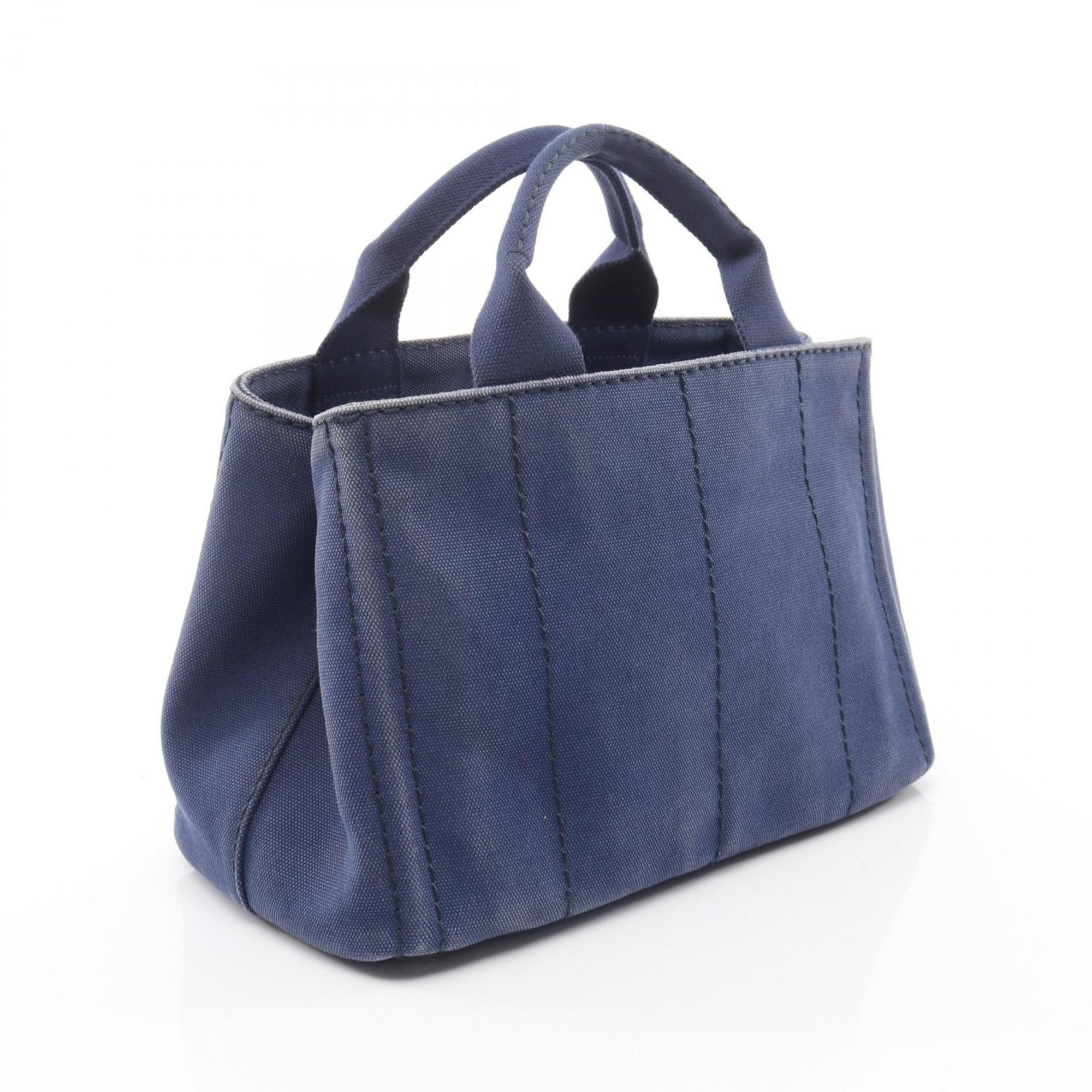 Prada Blue Canvas Handbag Tote Bag (Pre-Owned)