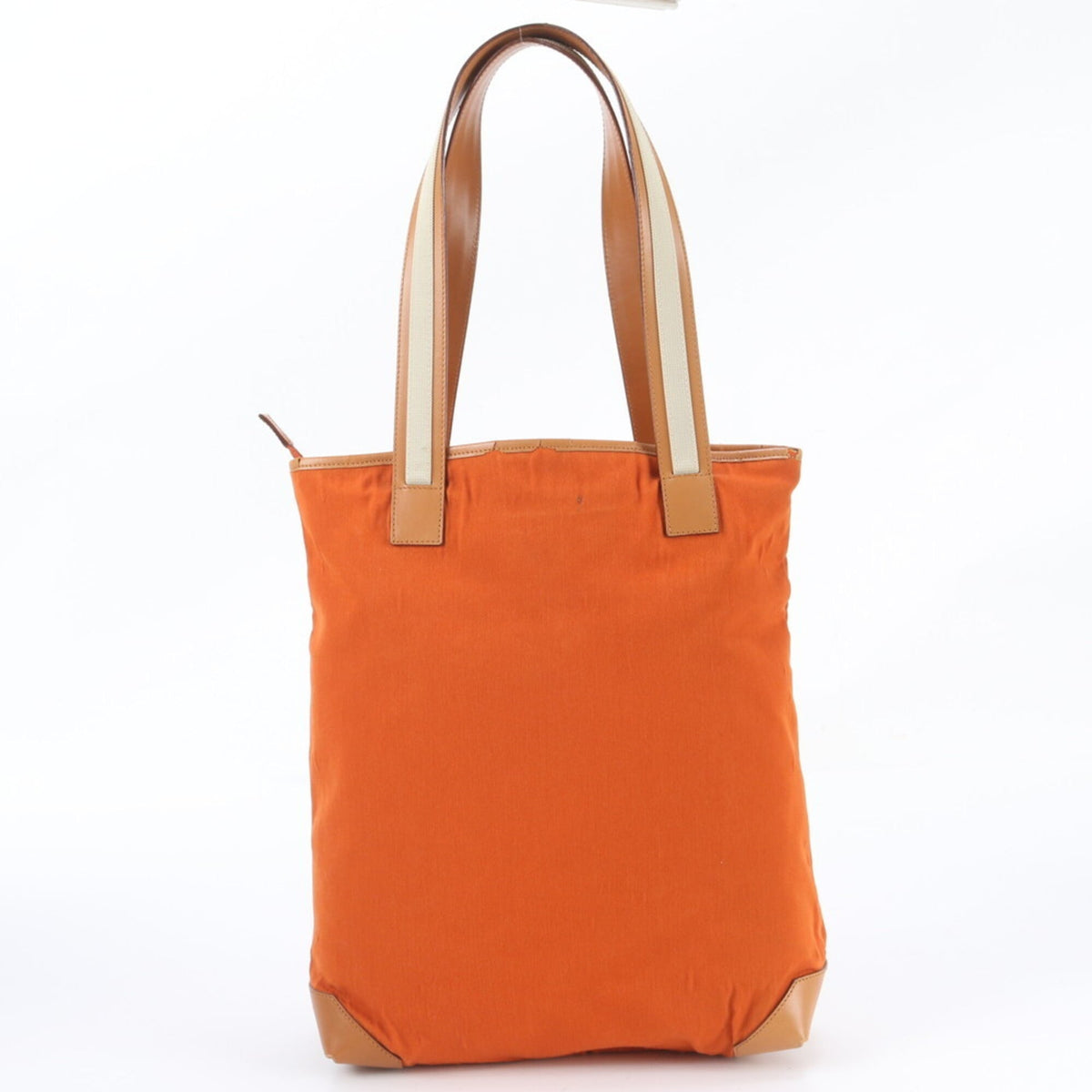 Gucci Brown Orange Leather Canvas Shoulder Bag Tote Bag (Pre-Owned)