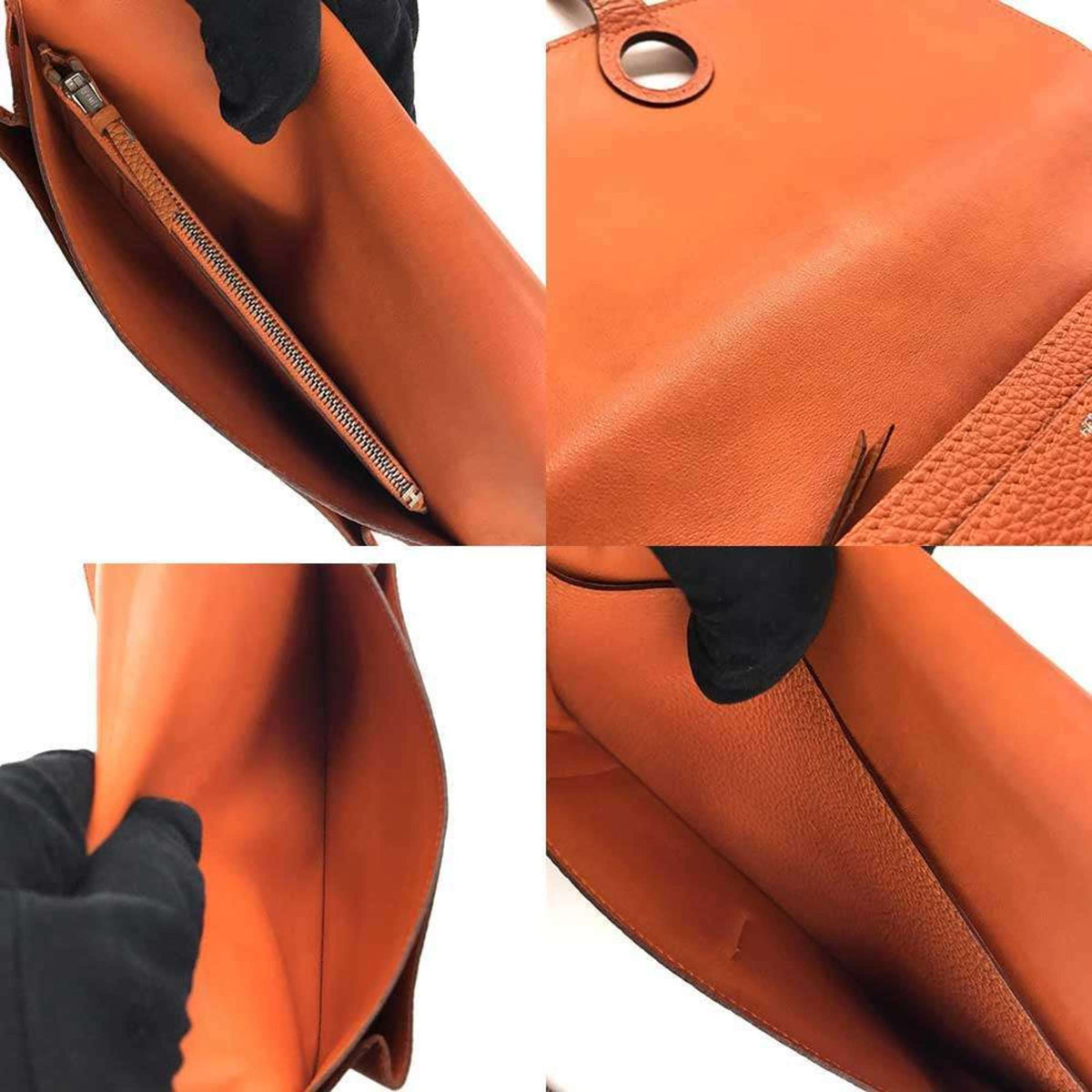 Hermes Orange Taurillon Clemence Leather Pouch (Pre-Owned)