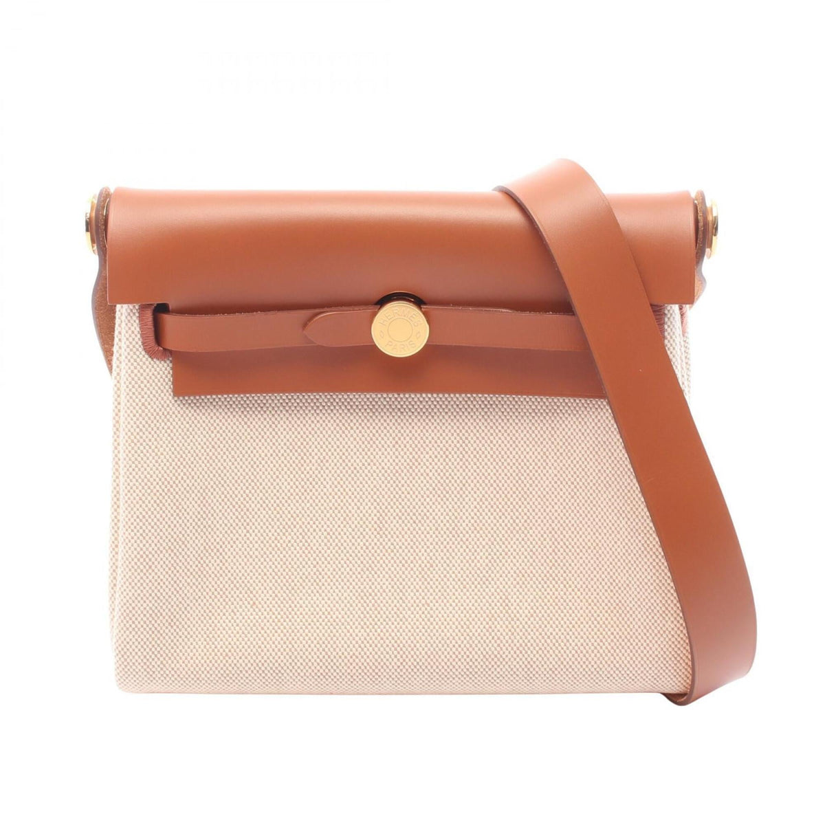 Hermes Beige Brown Ecru Canvas Toile H Handbag Shoulder Bag (Pre-Owned)
