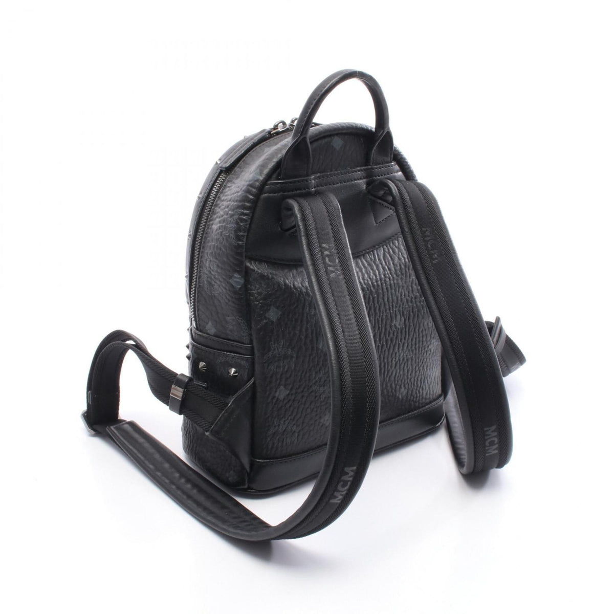 Mcm Black Coated Canvas Leather Backpack Handbag (Pre-Owned)