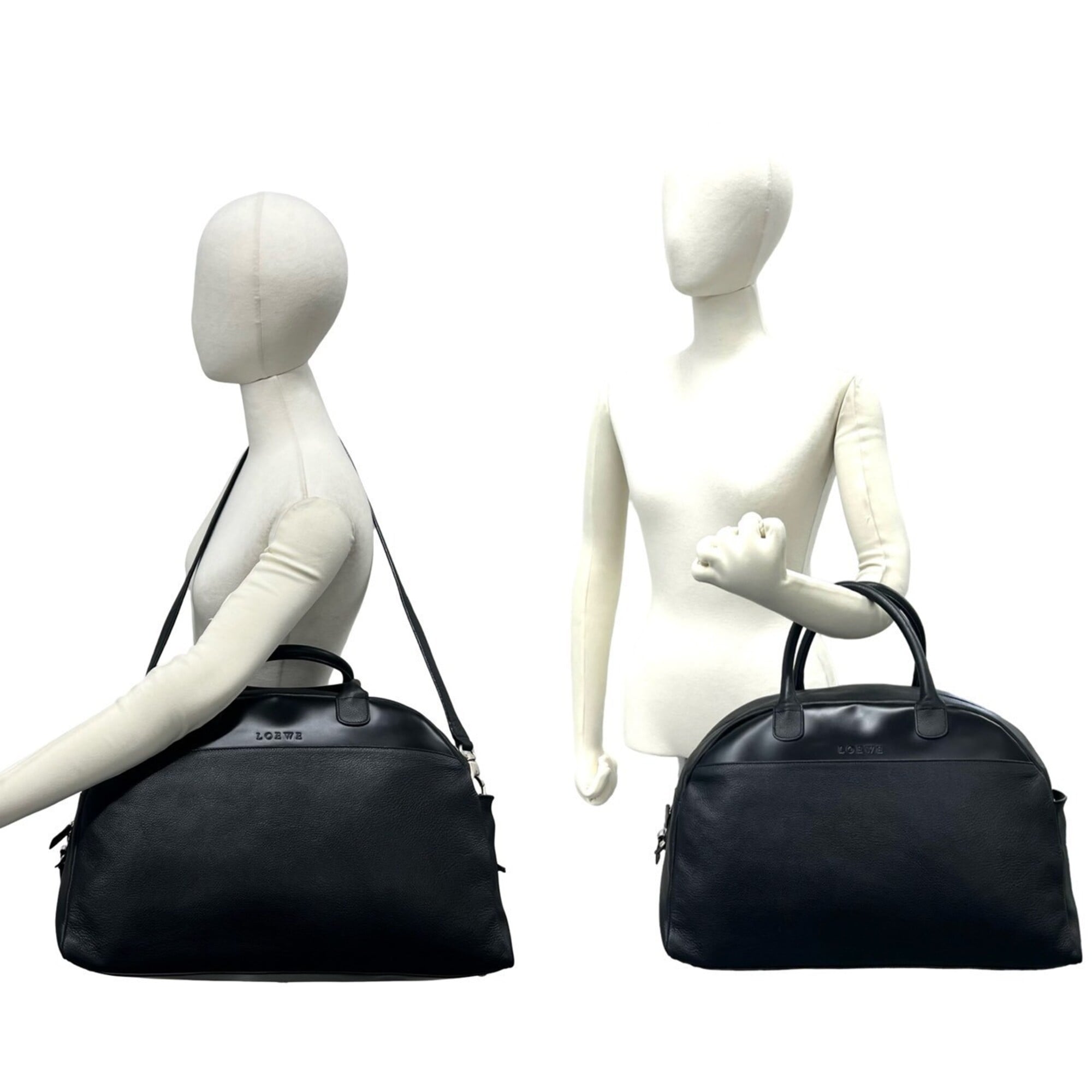 Loewe Black Leather Boston Bag Handbag Shoulder Bag (Pre-Owned)