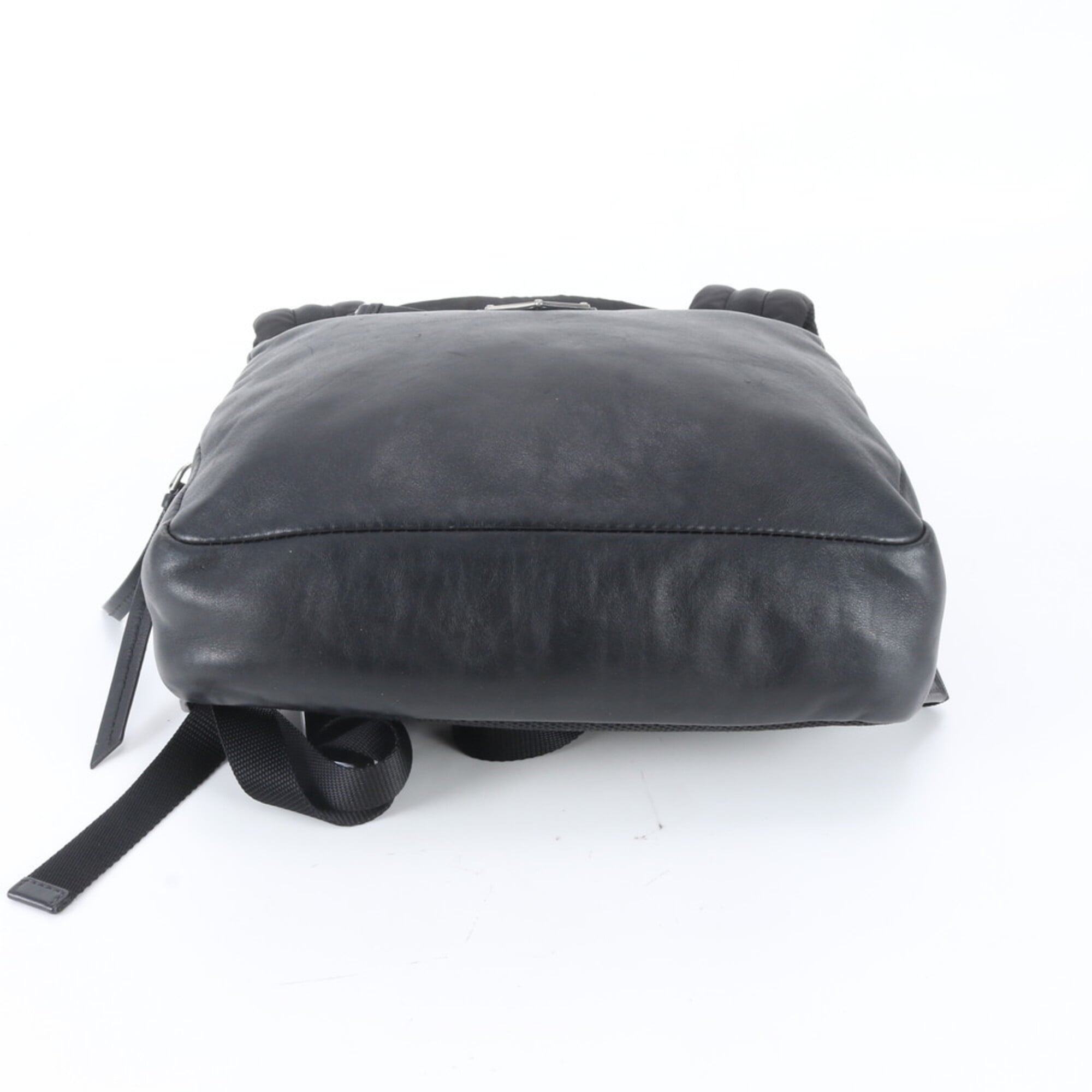 Prada Black Leather Canvas Backpack (Pre-Owned)