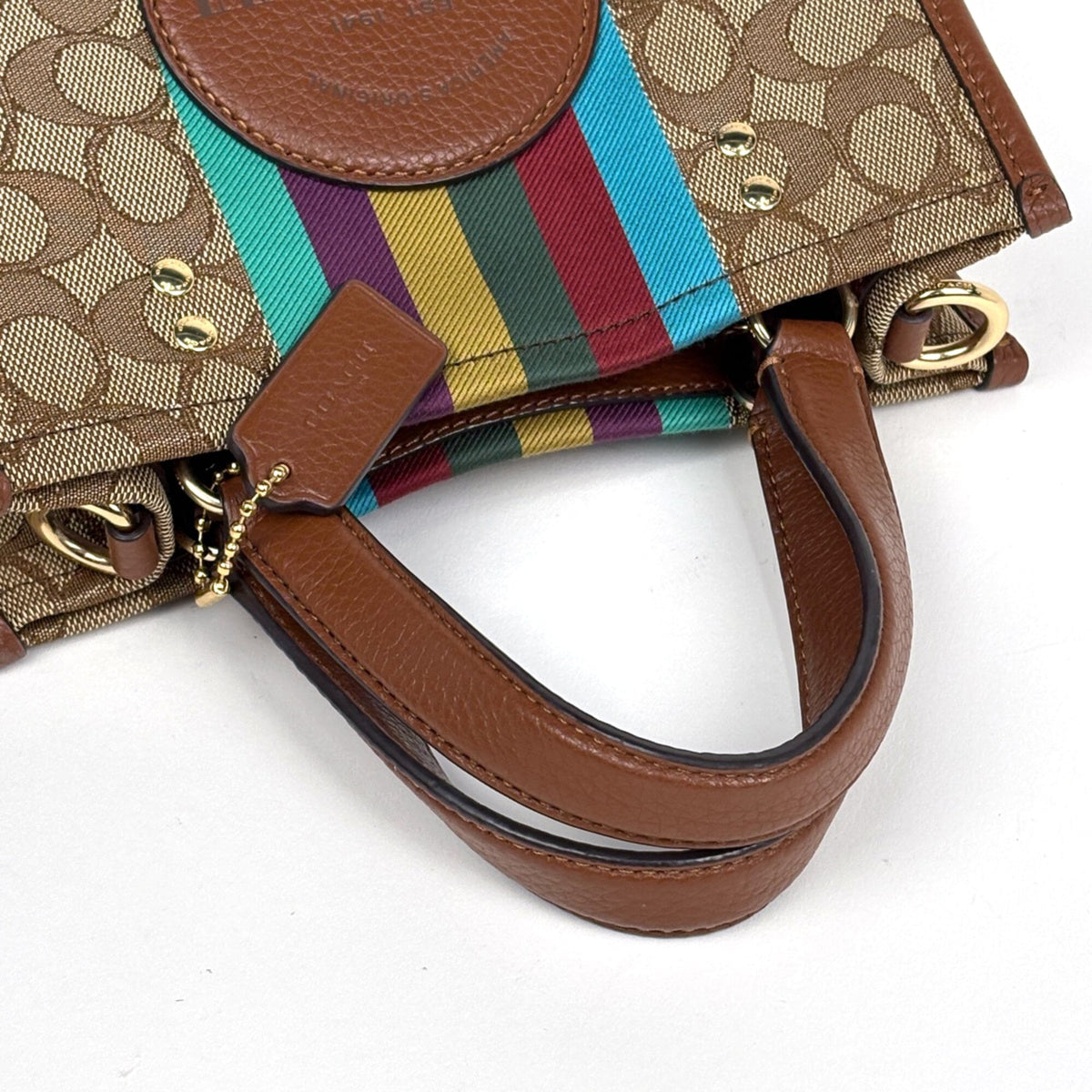 Coach Signature Brown Canvas Leather Tote Bag (Pre-Owned)