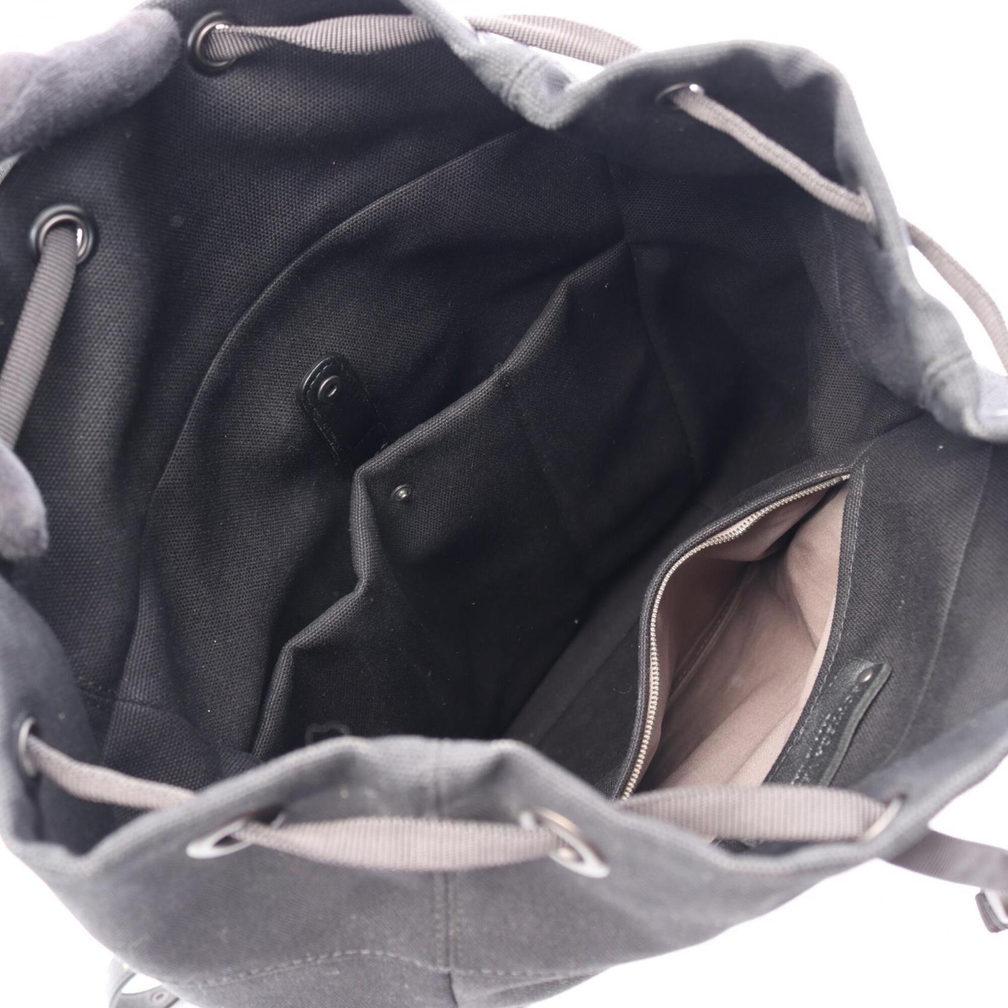 Bottega Veneta Black Gray White Canvas Leather Backpack Handbag (Pre-Owned)