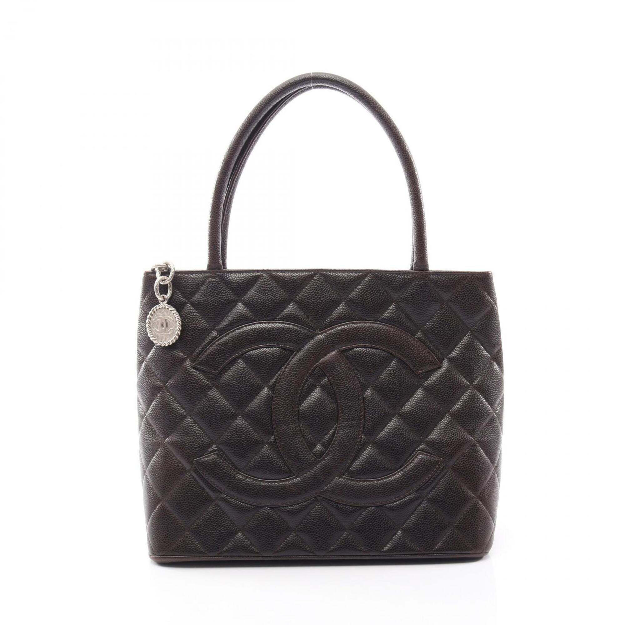 Chanel Brown Grained Calfskin Handbag Tote Bag (Pre-Owned)