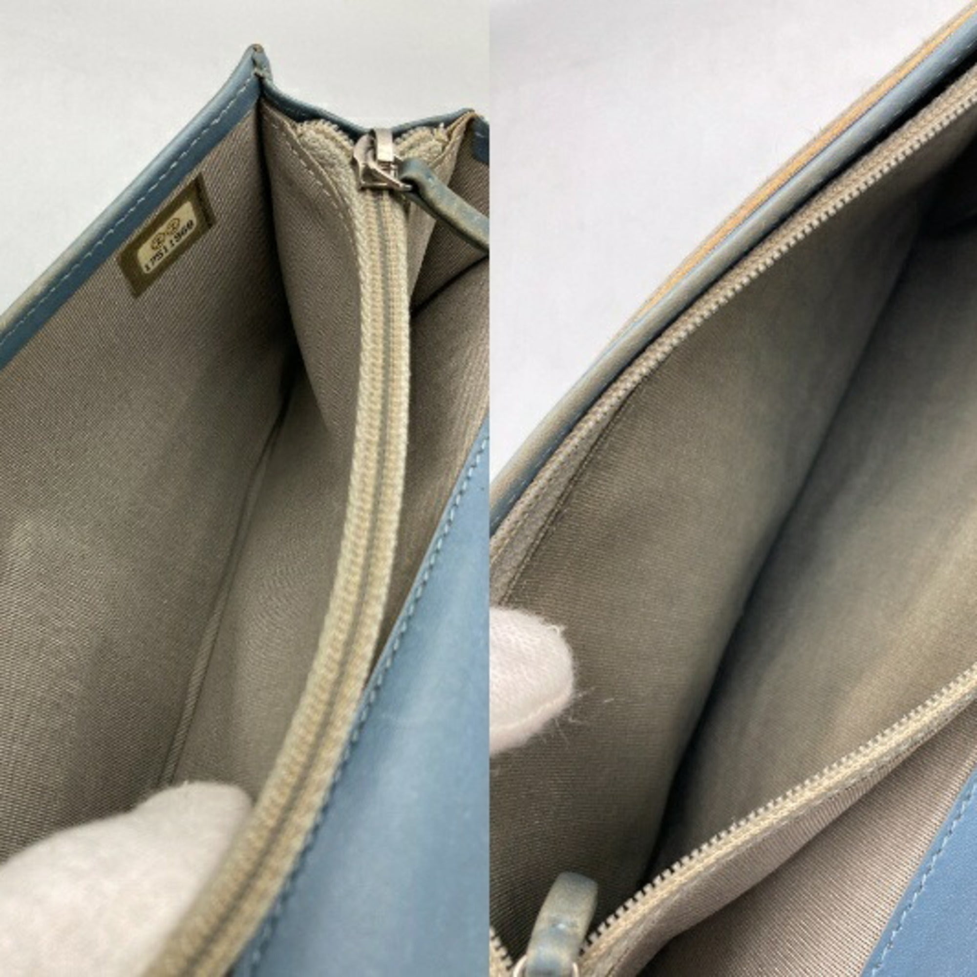 Chanel Light Blue Leather Long Wallet (Bi-Fold) (Pre-Owned)