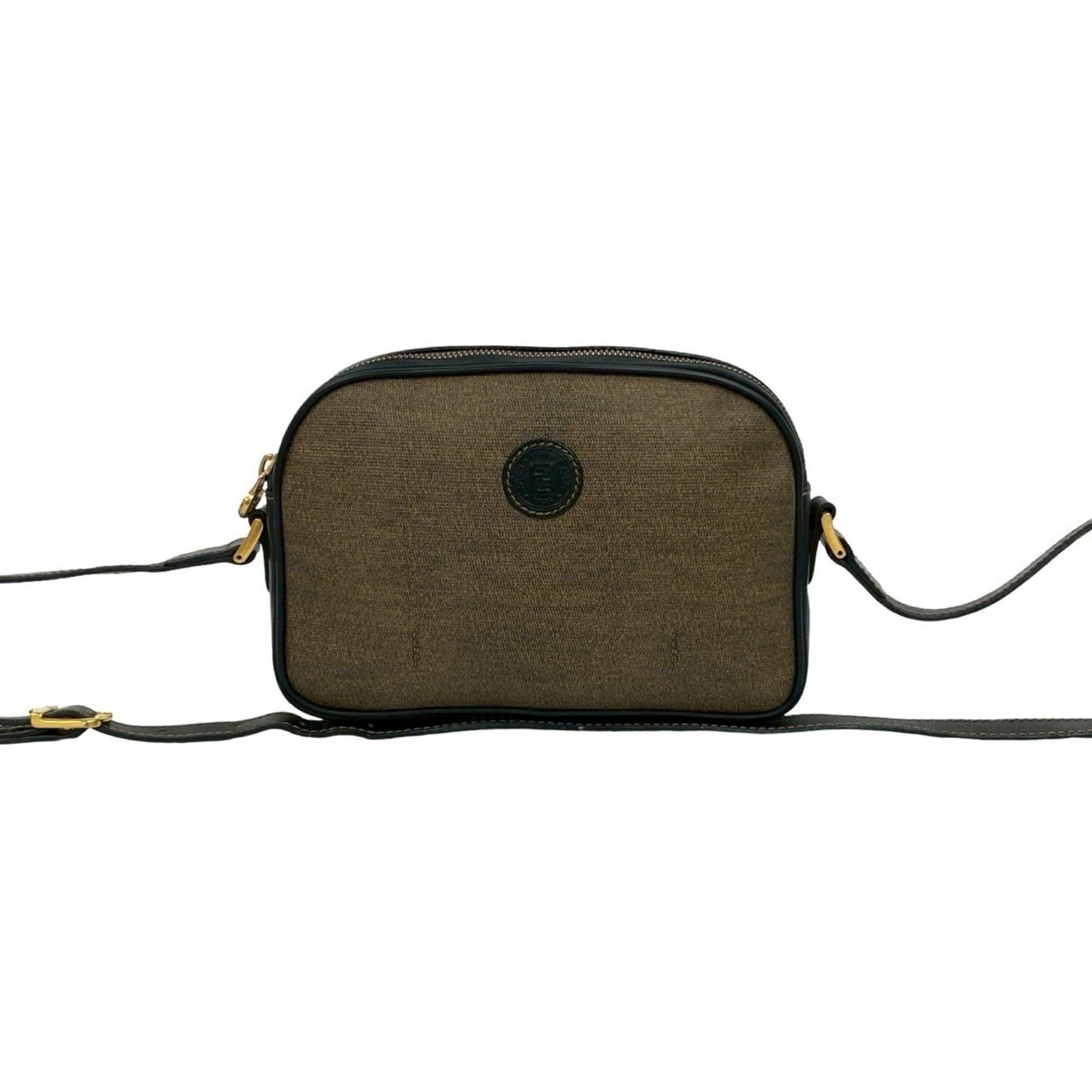 Fendi Black Brown Leather Pvc Pochette Shoulder Bag (Pre-Owned)