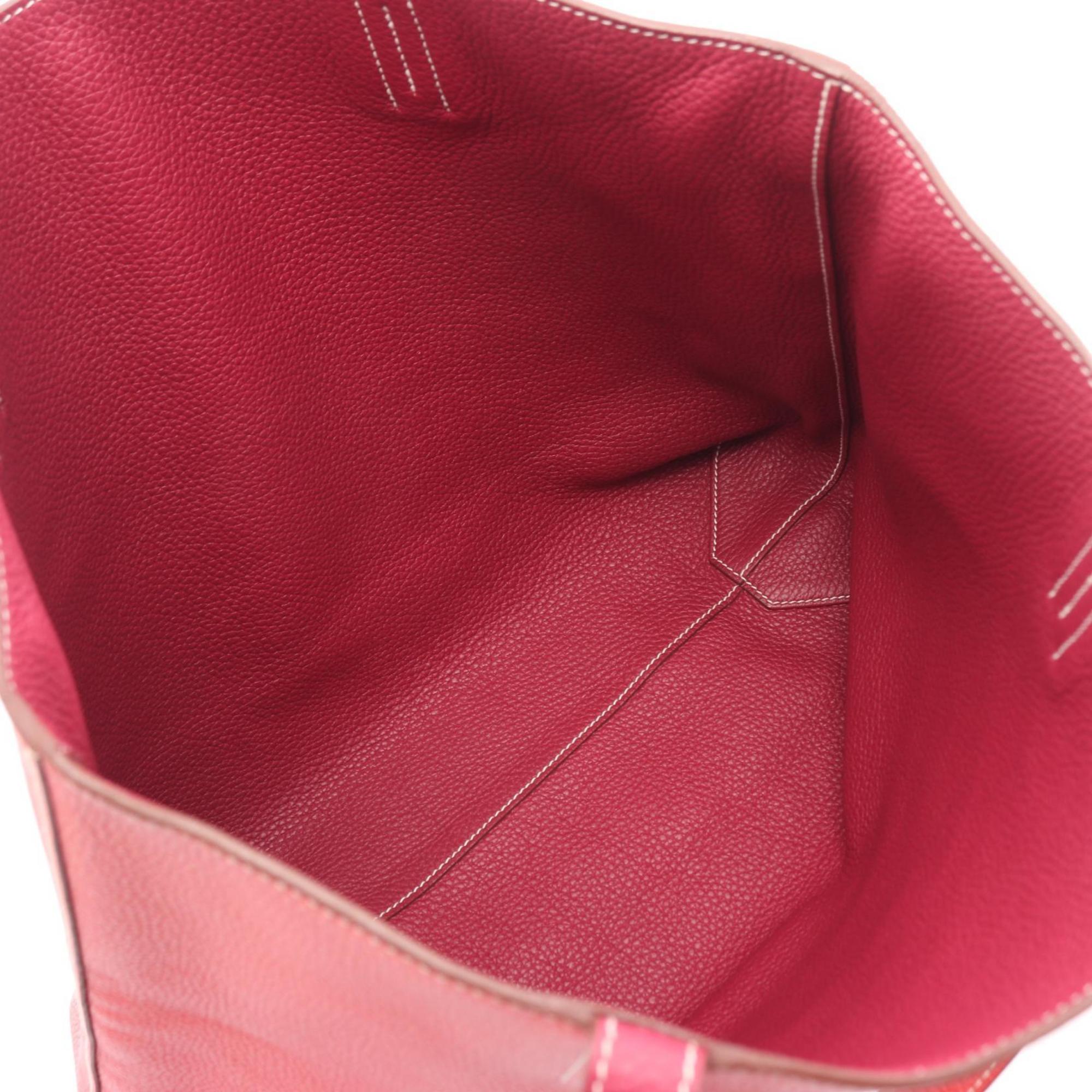 Hermes Bordeaux Bougainvillier Pink Taurillon Clemence Leather Tote Bag (Pre-Owned)