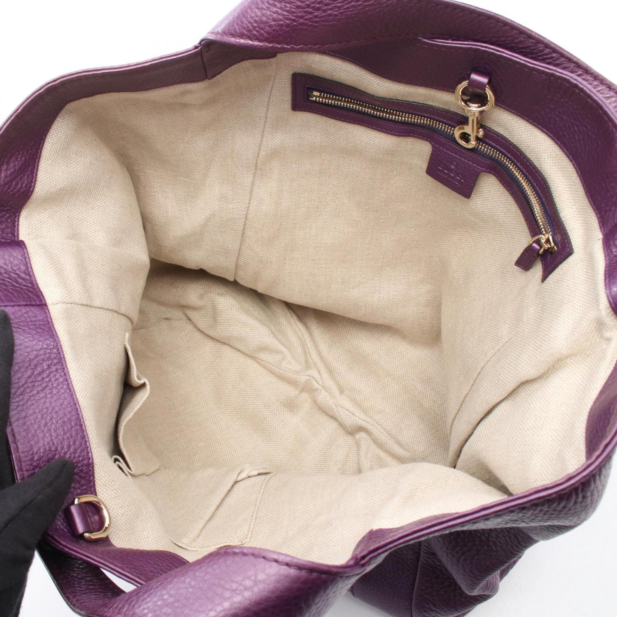 Gucci Purple Leather Handbag Tote Bag (Pre-Owned)