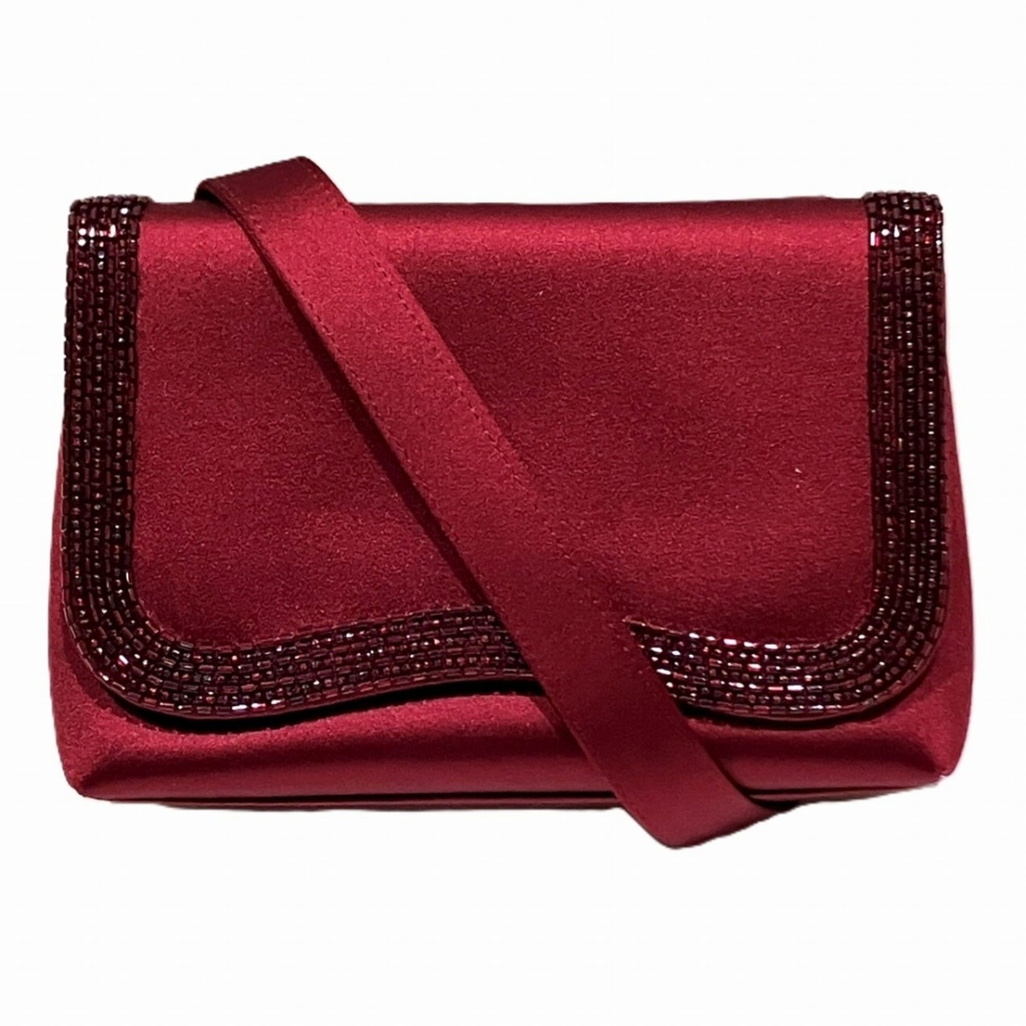 Chanel Bordeaux Satin Rhinestone Shoulder Bag (Pre-Owned)