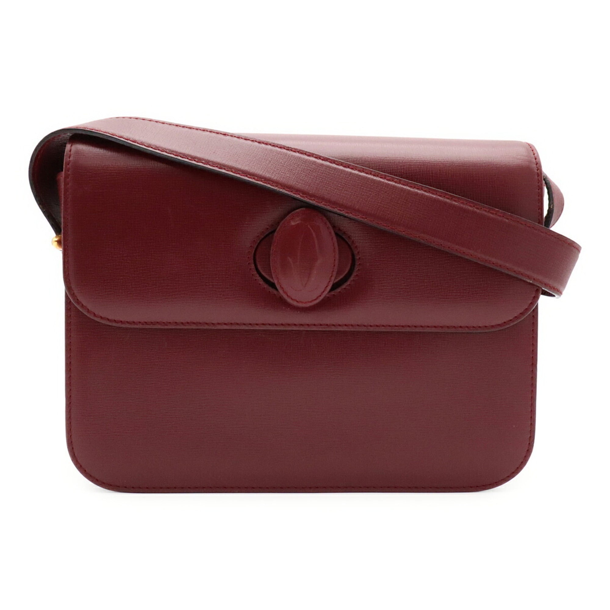 Cartier Bordeaux Red Color Leather Shoulder Bag (Pre-Owned)