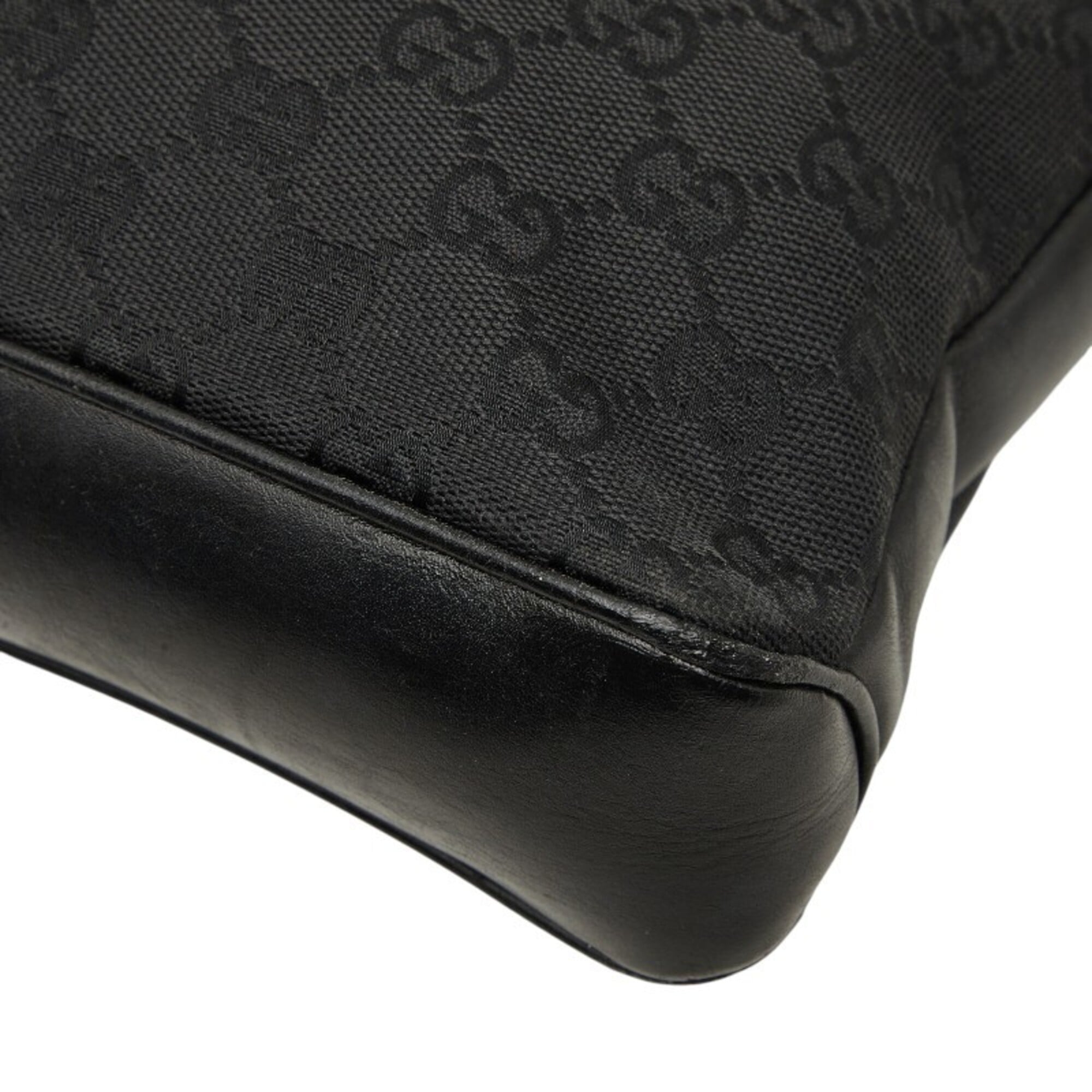 Gucci Black Canvas Leather Shoulder Bag (Pre-Owned)