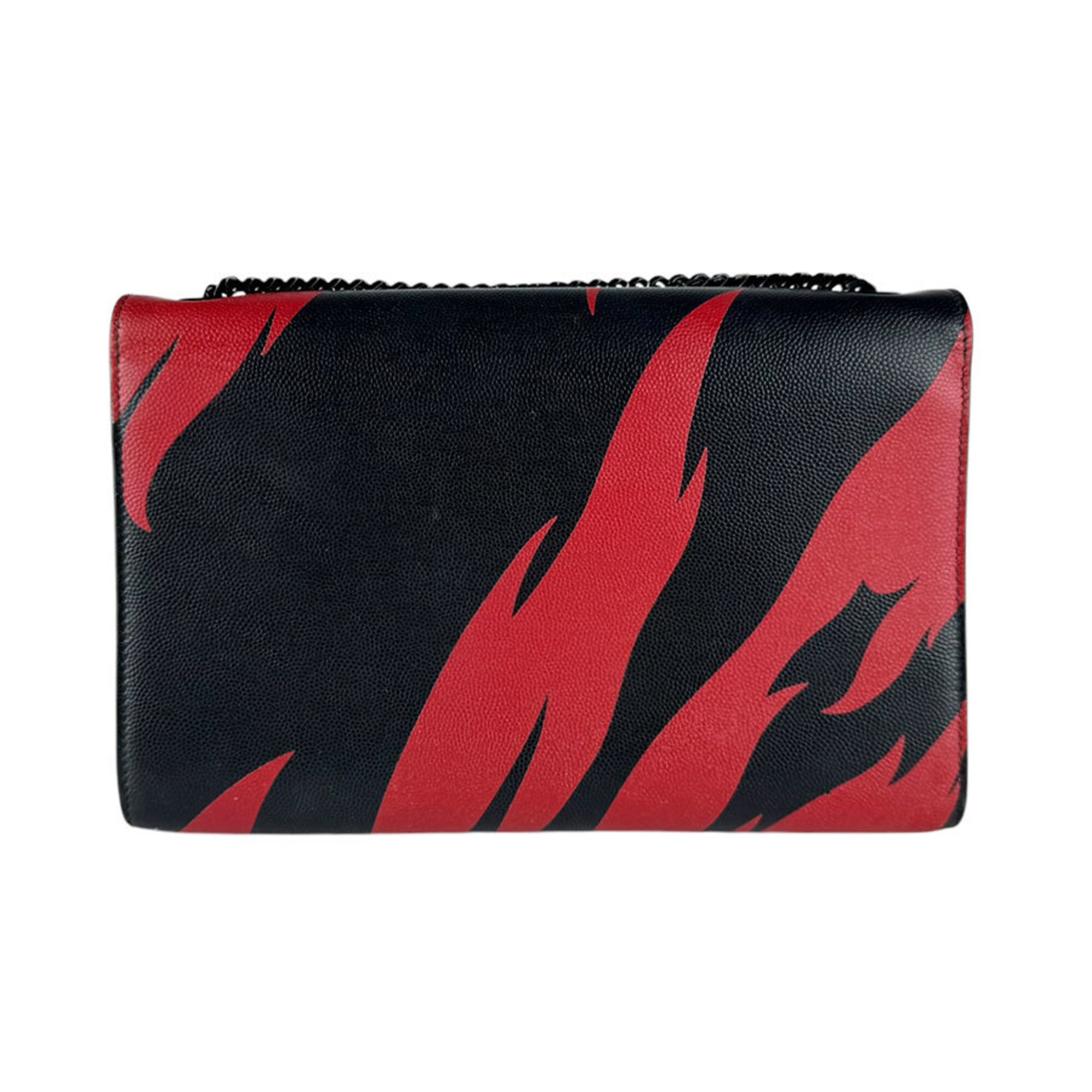 Saint Laurent Black Red Color Leather Shoulder Bag (Pre-Owned)