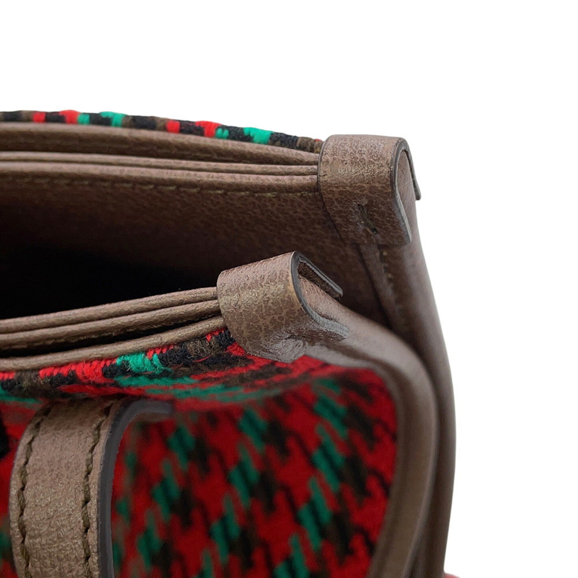 Gucci Multi-Color Red Color Canvas Leather Handbag (Pre-Owned)