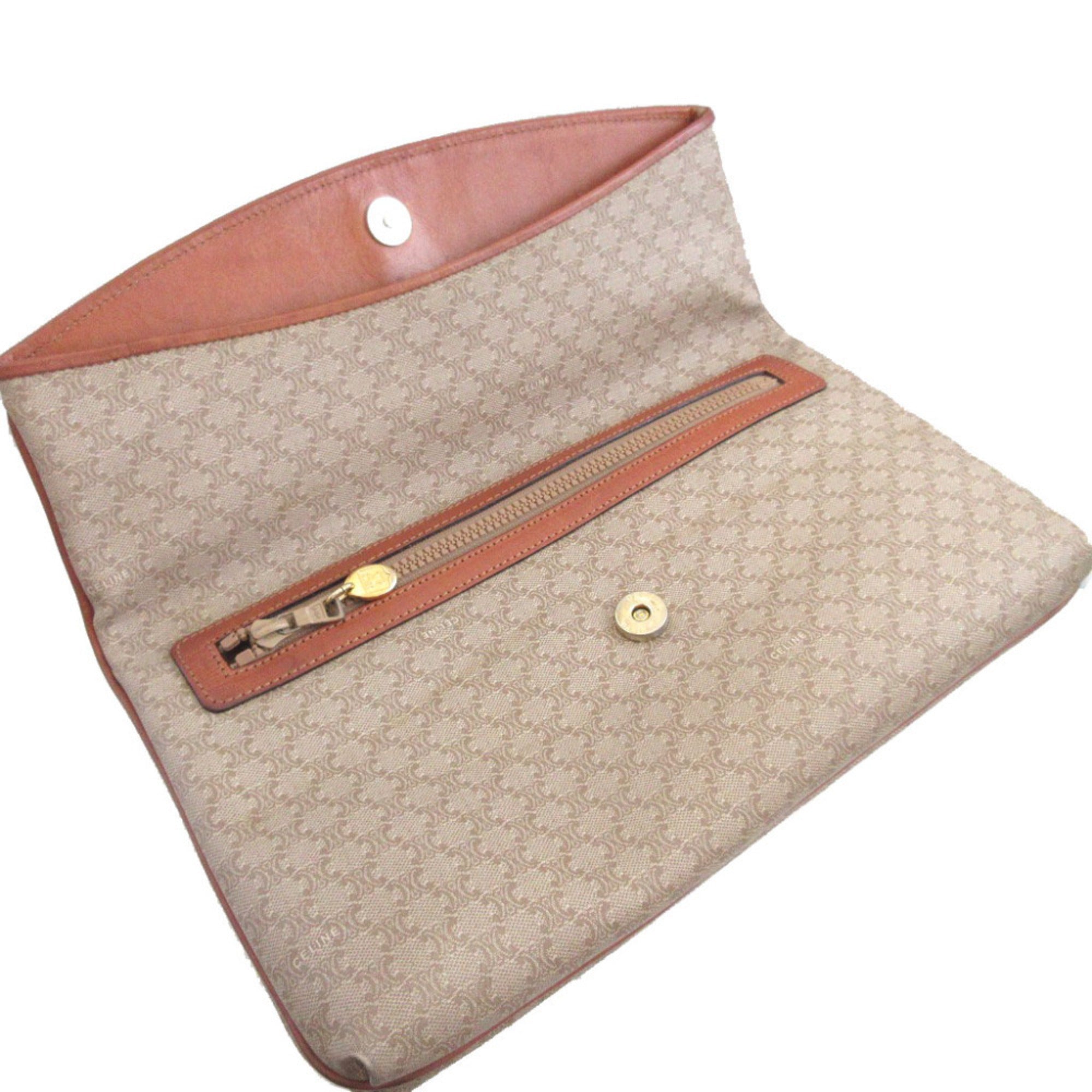 Celine Beige Brown Pvc Leather Clutch Bag (Pre-Owned)