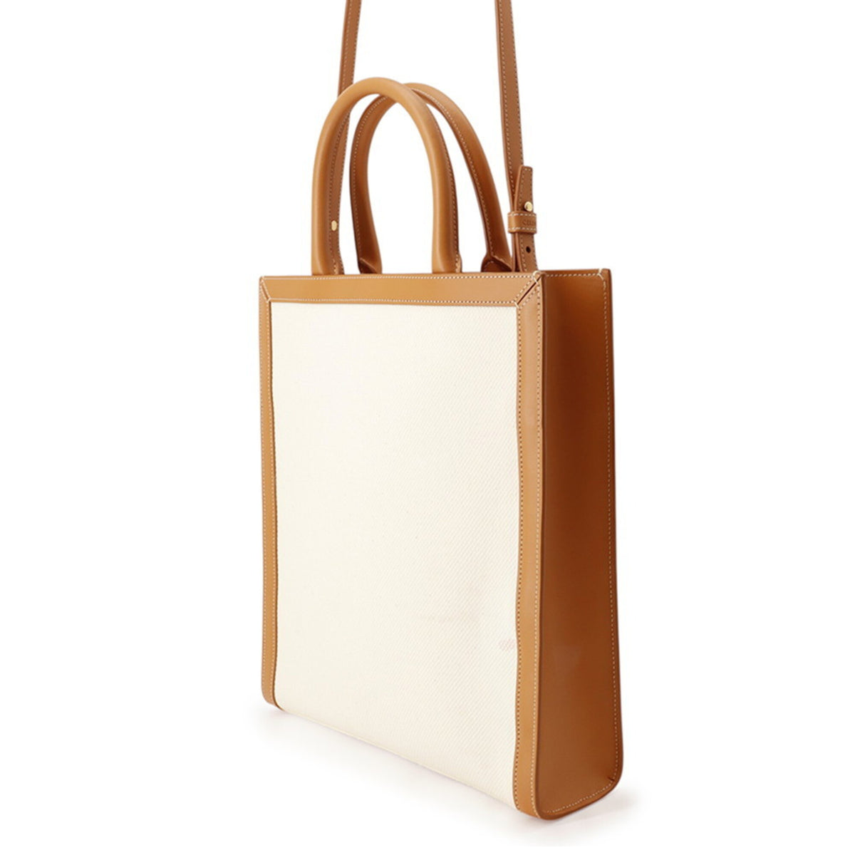 Celine Beige Brown Canvas Leather Handbag Shoulder Bag Tote Bag (Pre-Owned)