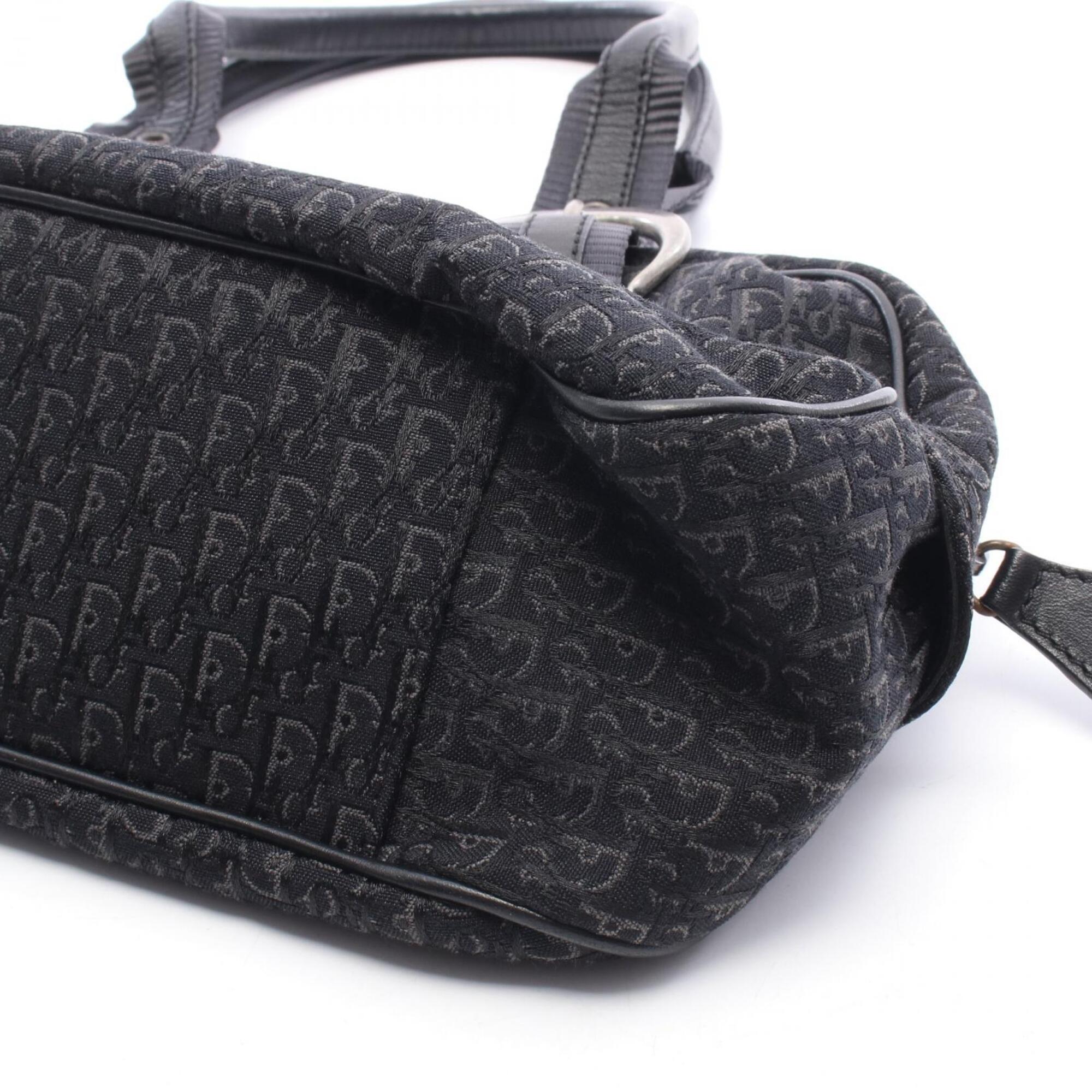 Christian Dior Black Canvas Leather Handbag Tote Bag (Pre-Owned)