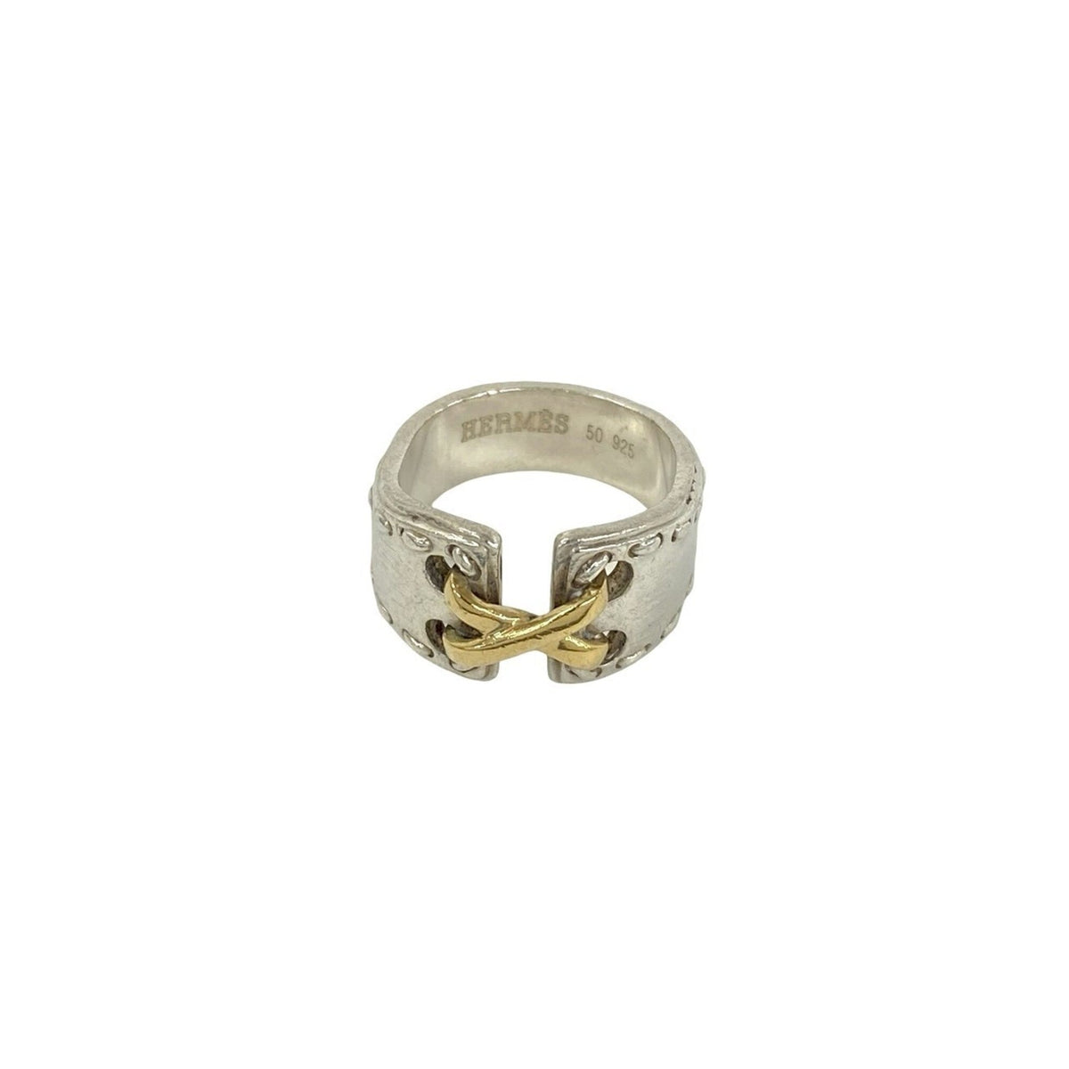 Hermes Gold Silver Yellow Gold (18K) Silver 925 Band Ring (Pre-Owned)