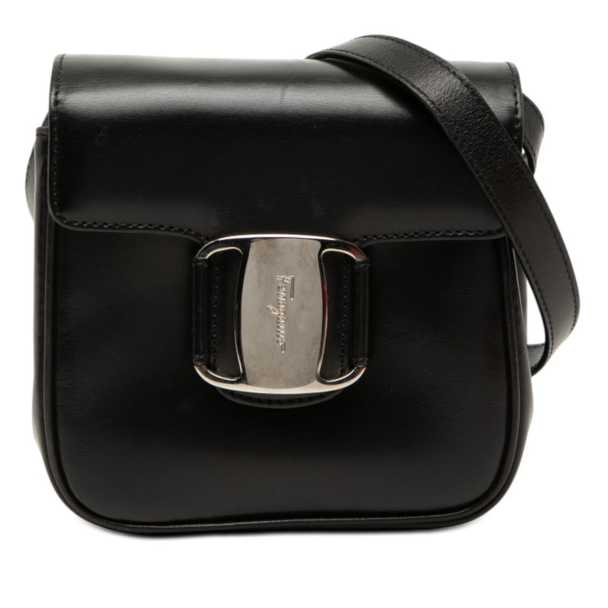Salvatore Ferragamo Black Leather Shoulder Bag (Pre-Owned)