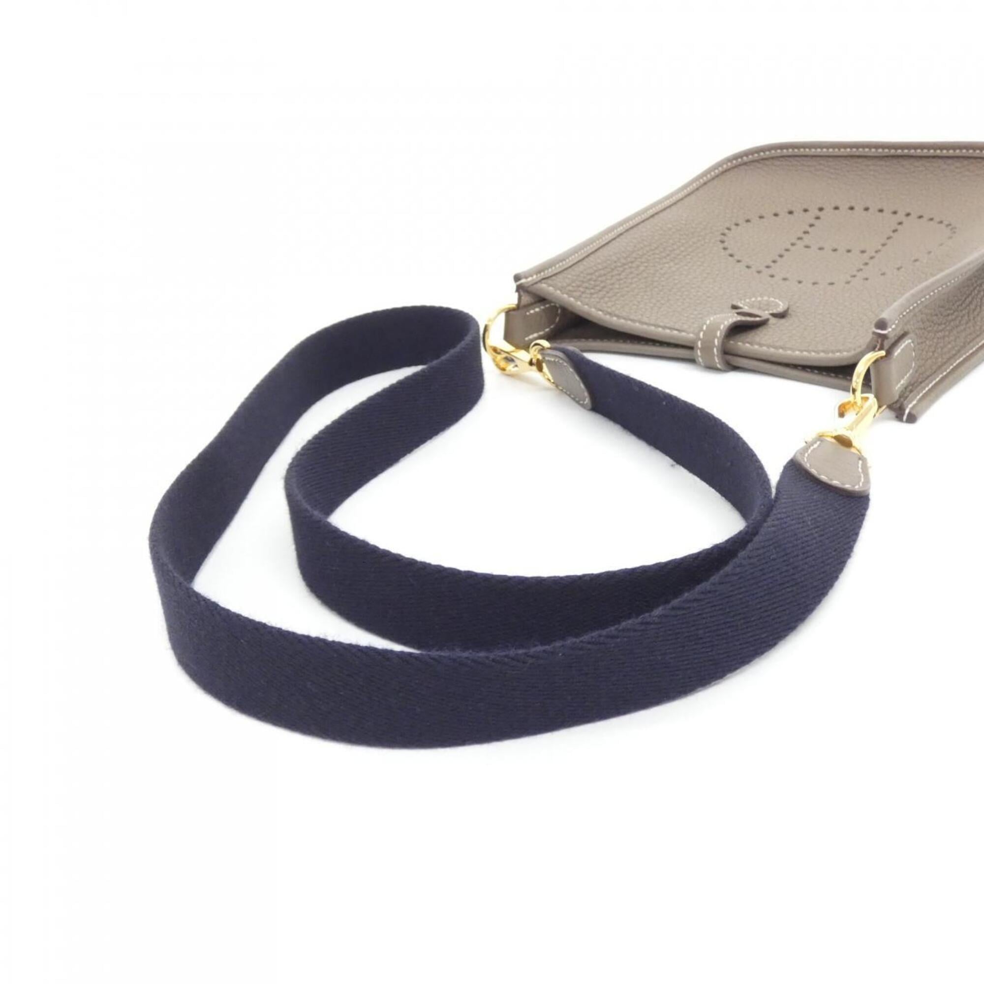 Hermes Blue Indigo Etoupe Gray Taurillon Clemence Leather Shoulder Bag (Pre-Owned)